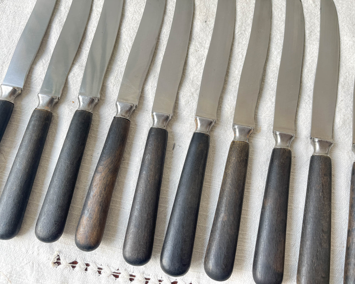 10 Couteaux vintages bois acier LA ROSE médaille D’argent France