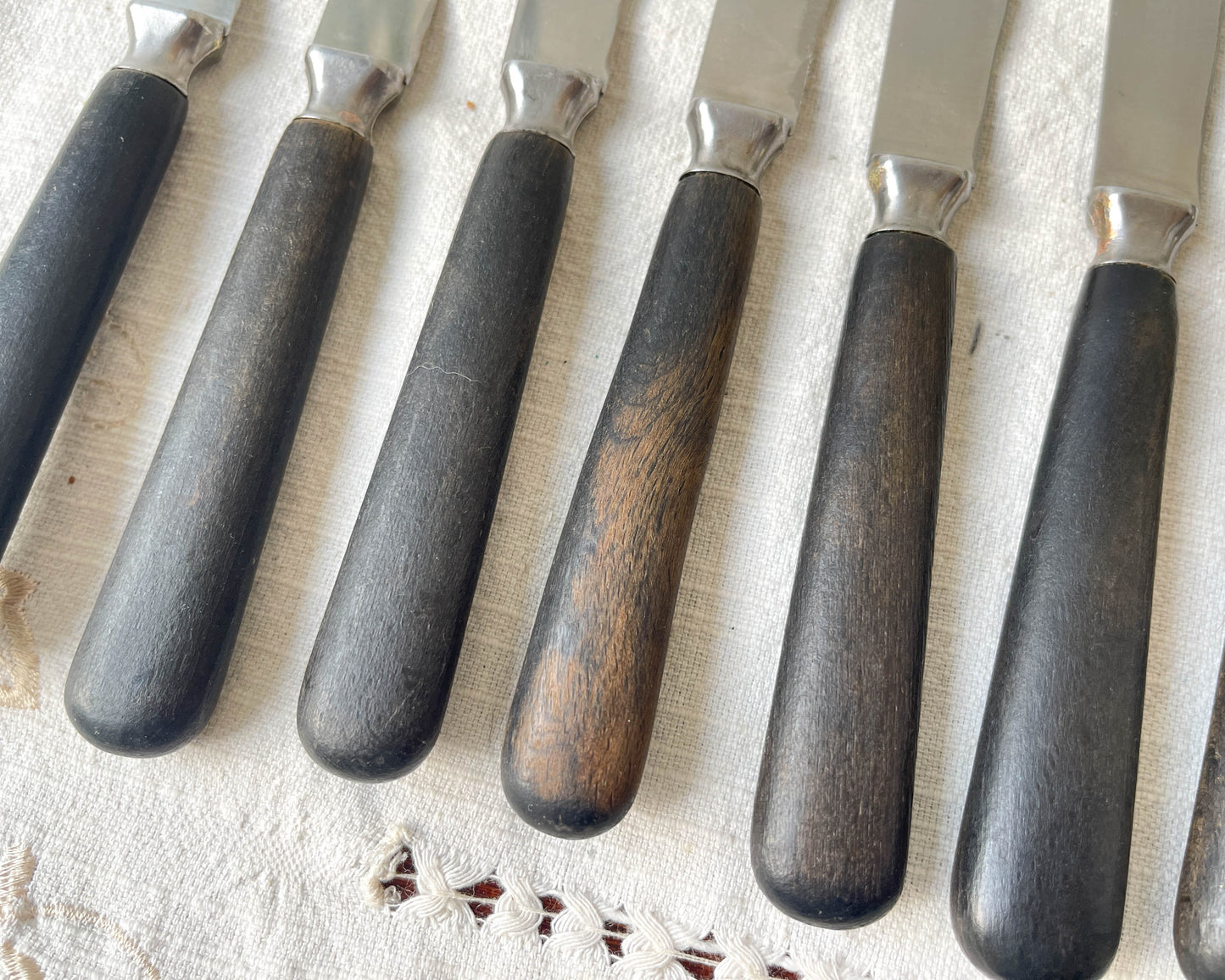 10 Couteaux vintages bois acier LA ROSE médaille D’argent France