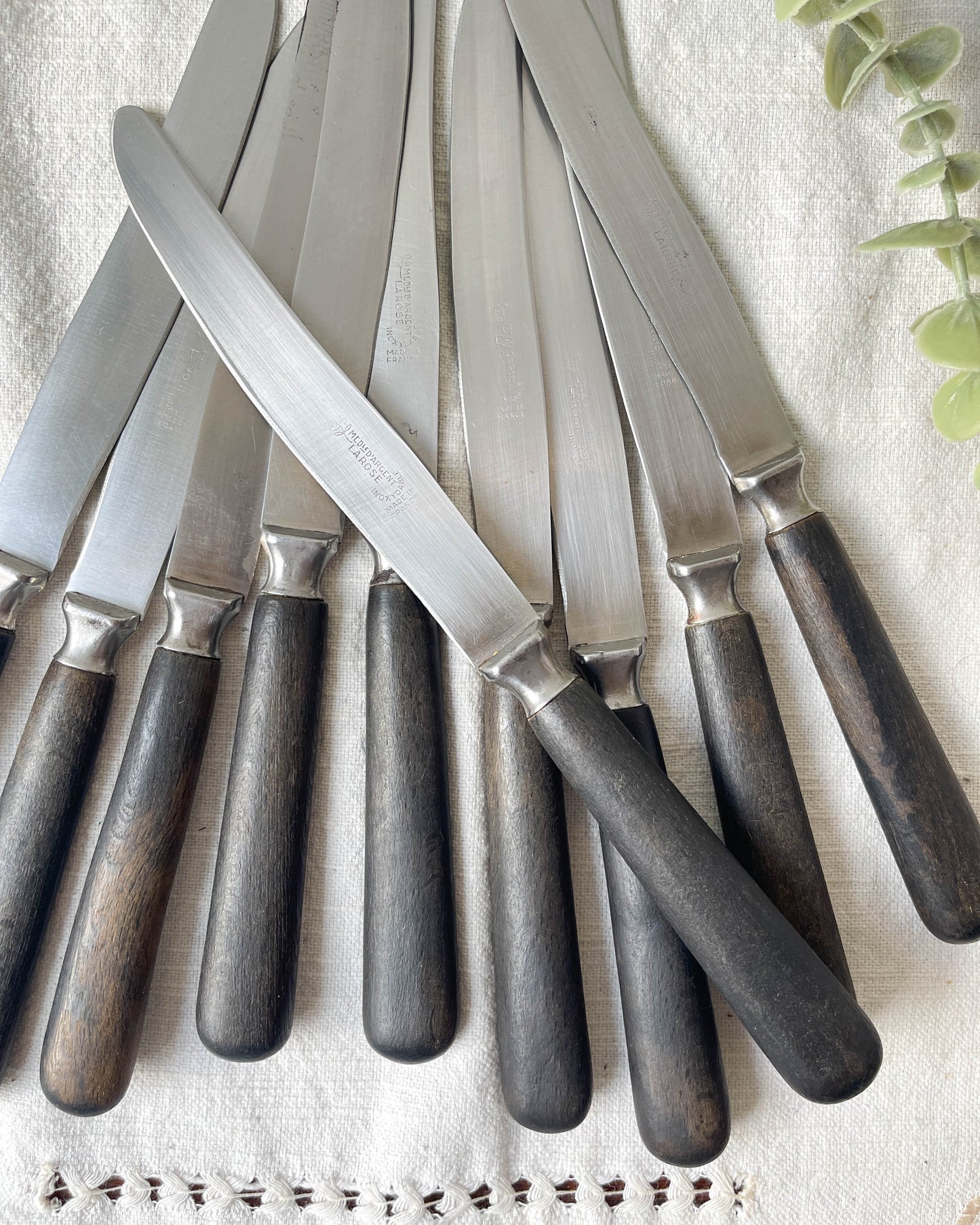 10 Couteaux vintages bois acier LA ROSE médaille D’argent France