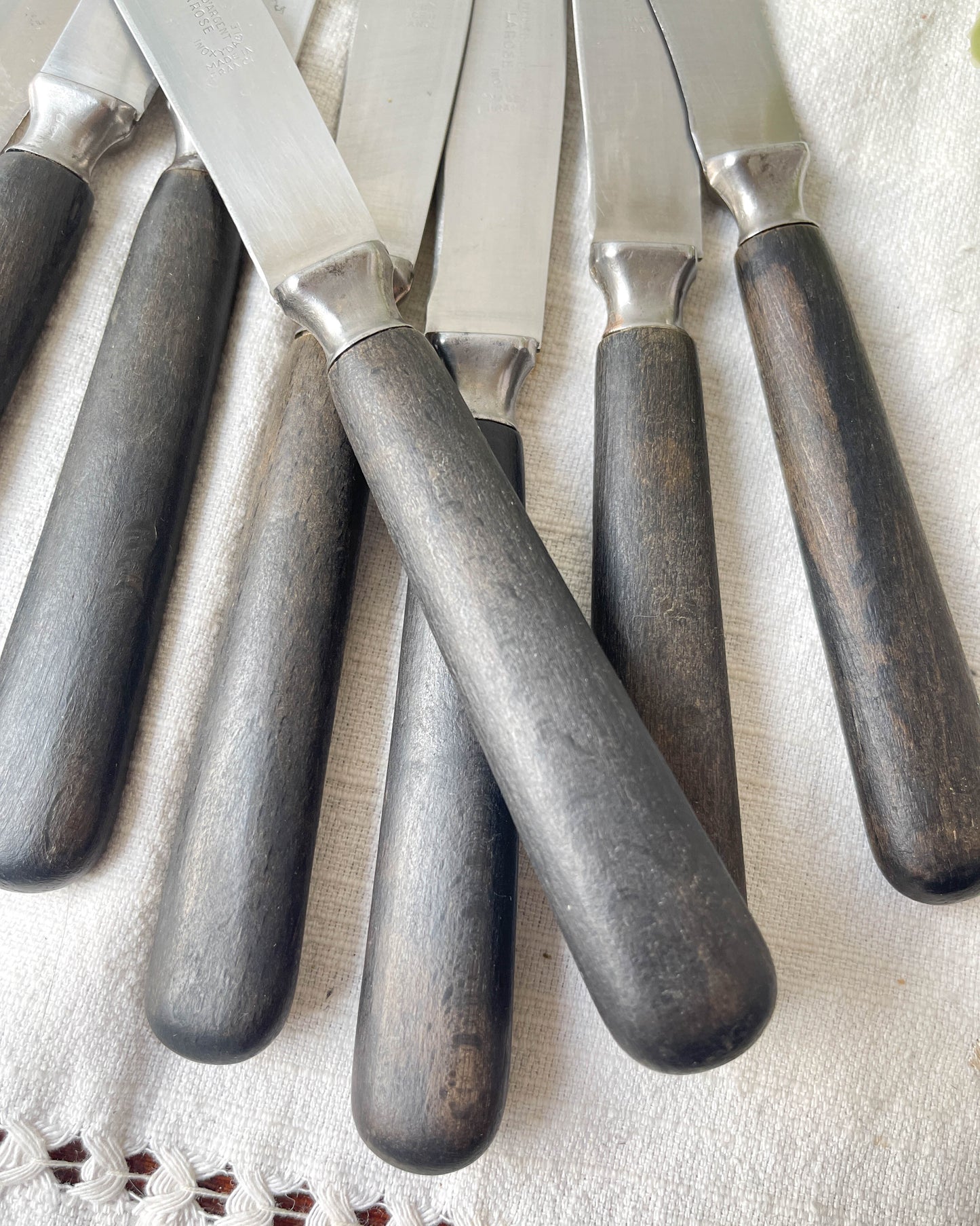10 Couteaux vintages bois acier LA ROSE médaille D’argent France