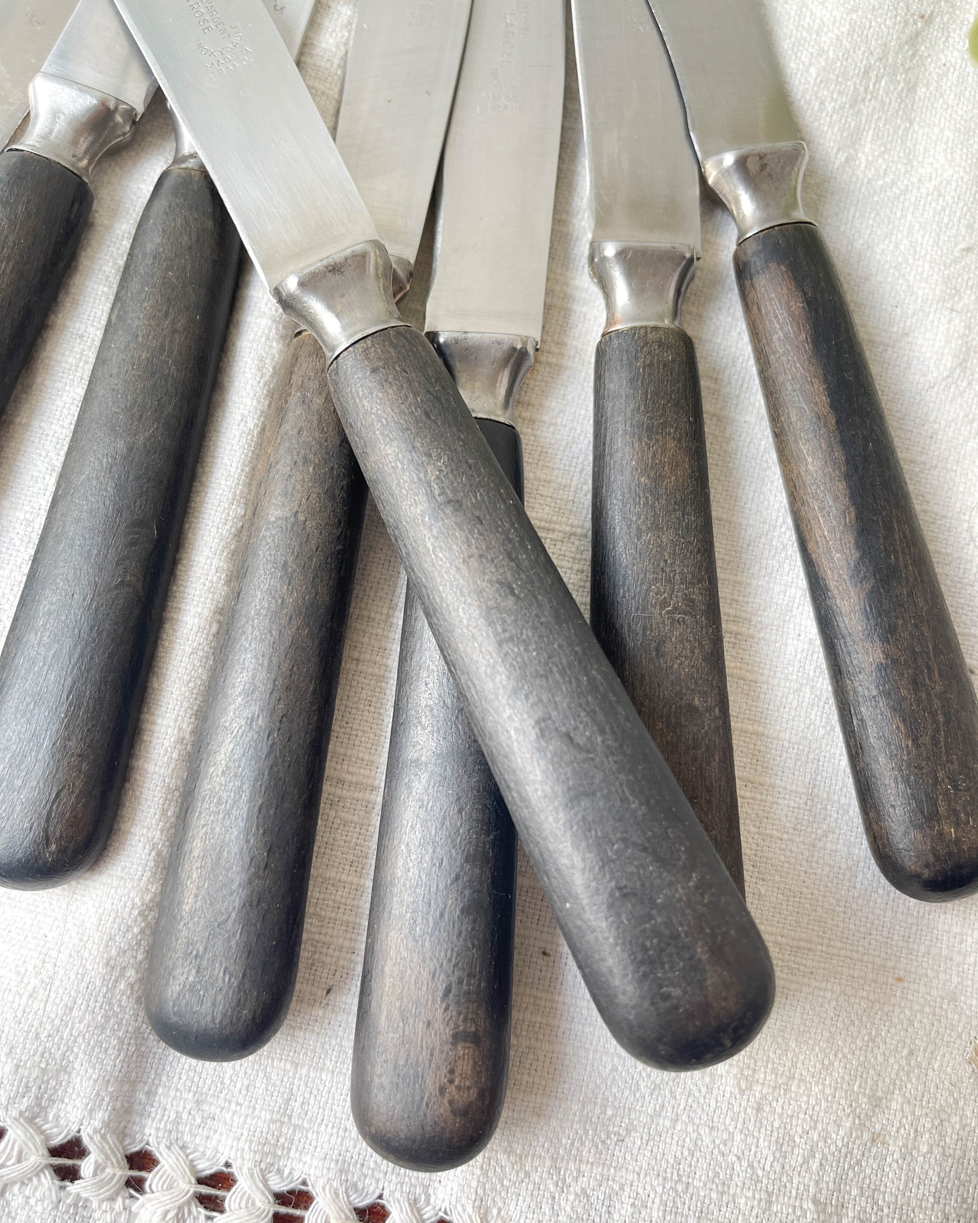 10 Couteaux vintages bois acier LA ROSE médaille D’argent France