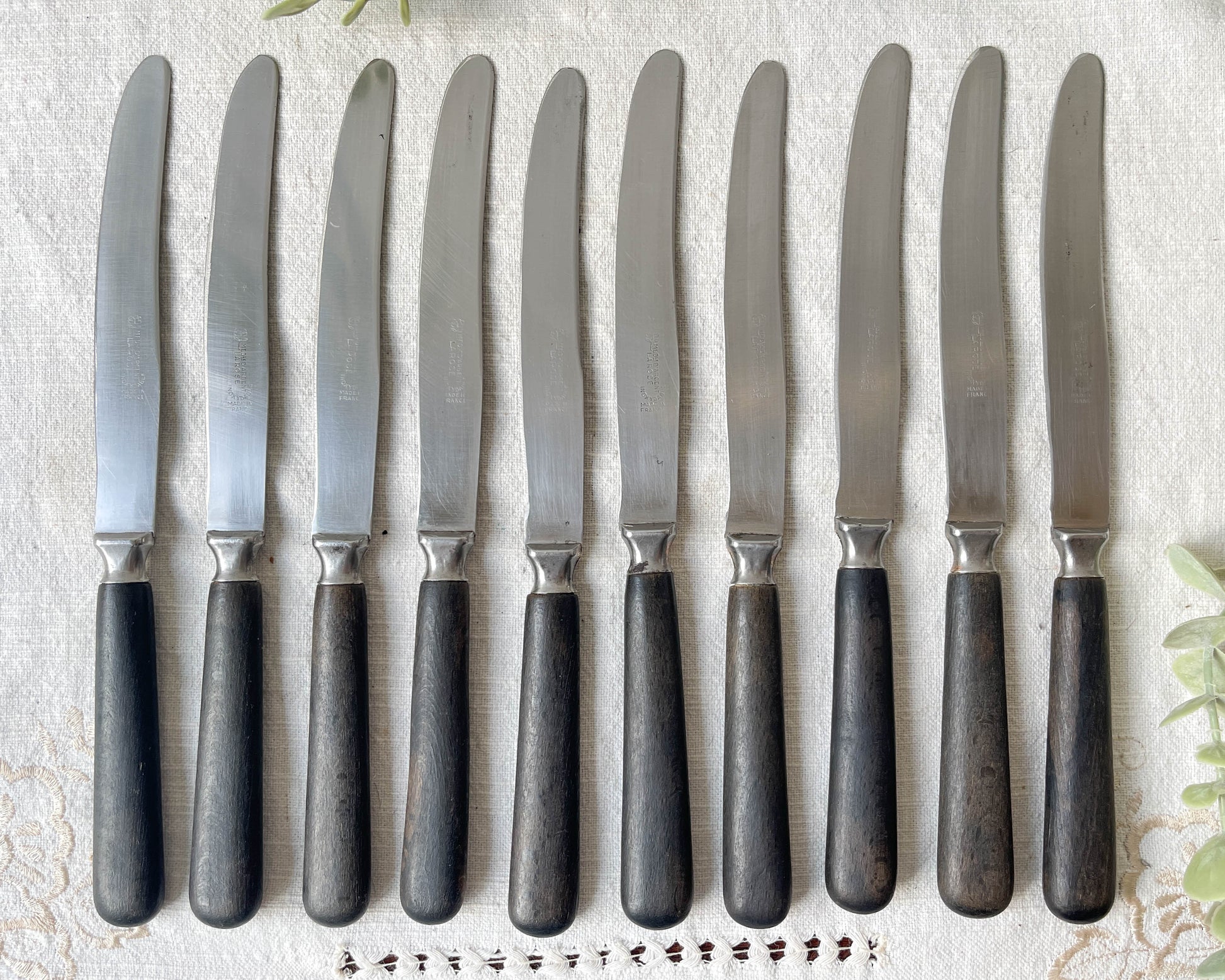 10 Couteaux vintages bois acier LA ROSE médaille D’argent France