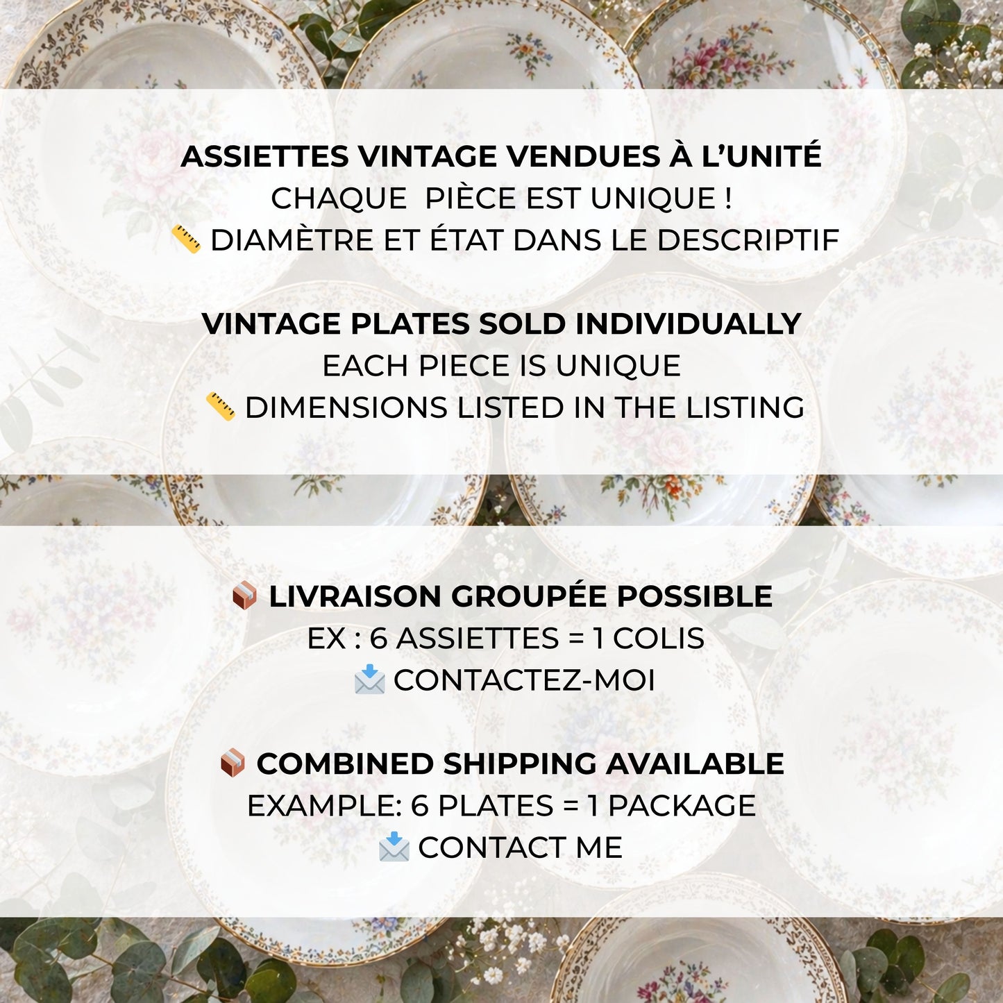 Assiette CREUSE PORCELAINE Fleurie vintage à l'unité