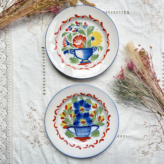 2 Assiettes ST CLEMENT Luneville XIXème  motif fleuris