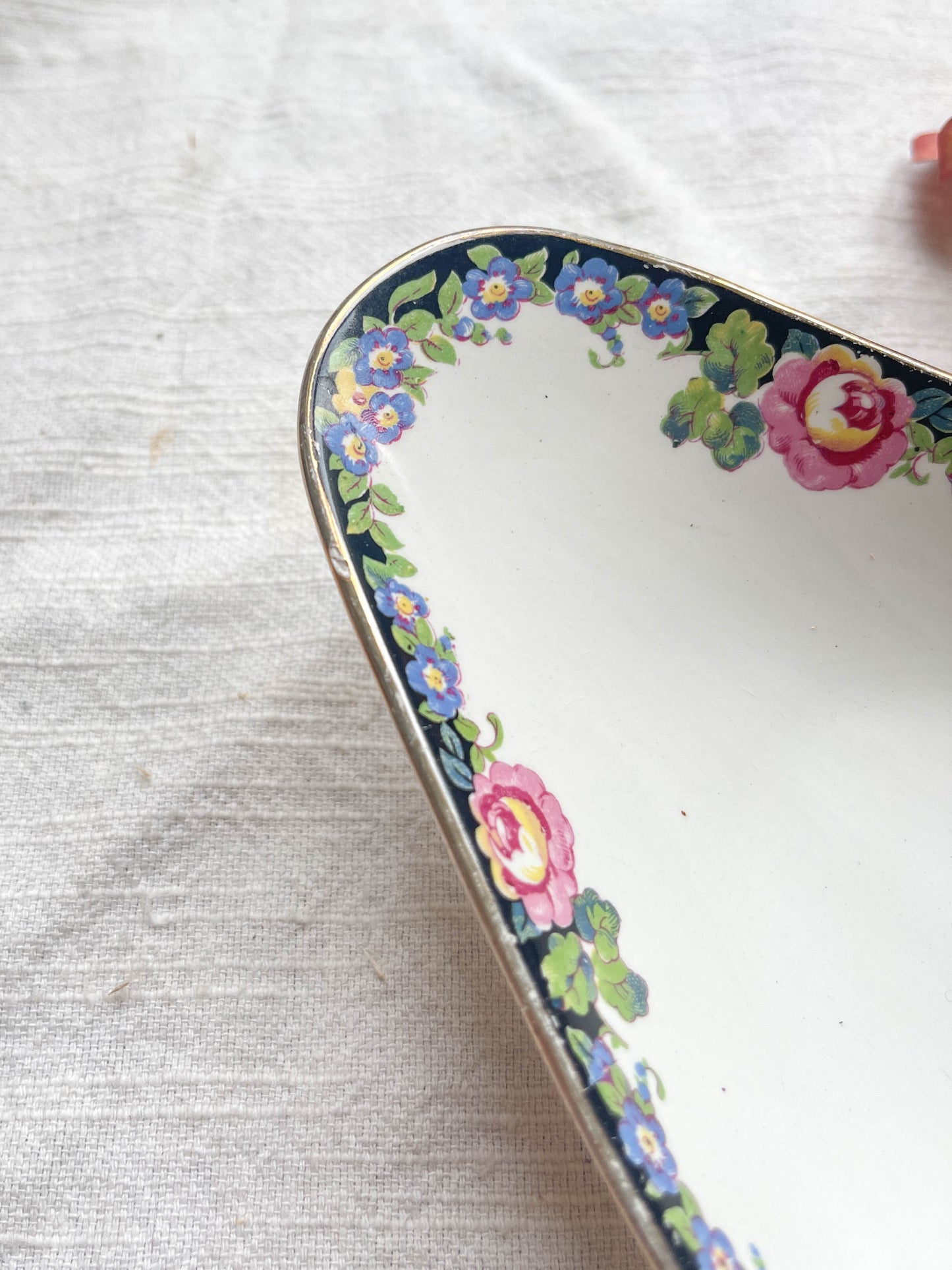 2 vintage porcelain dishes DIGOIN SERREGUEMINES 3984 floral pattern