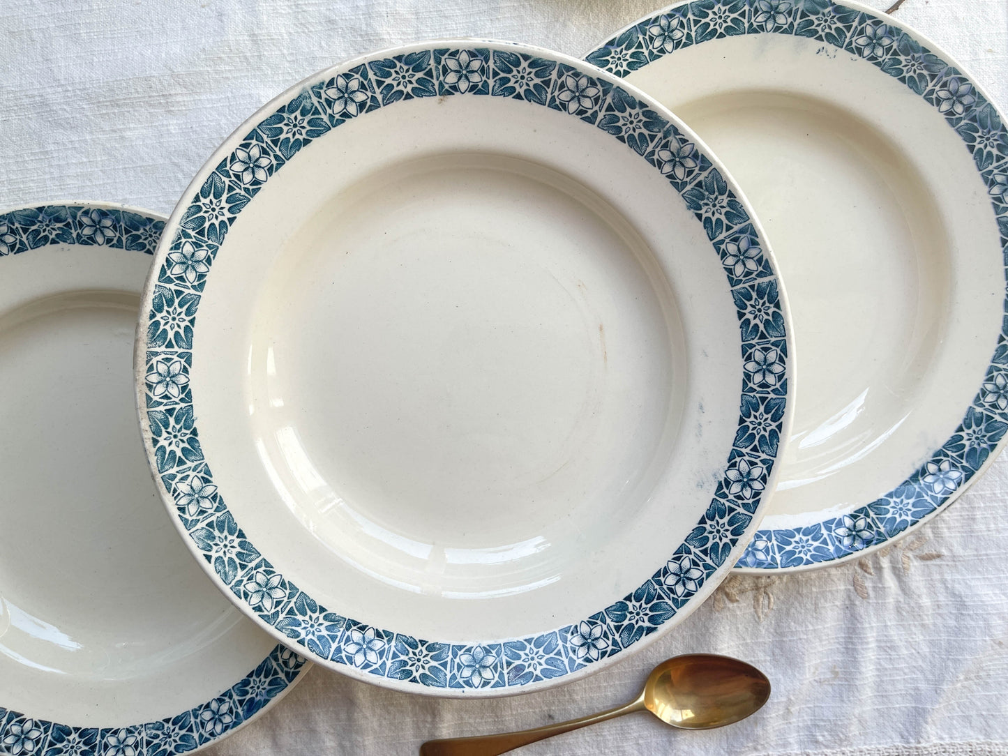 6 assiettes creuses Terre de Fer bleu LONGCHAMP modèle « RENÉ »