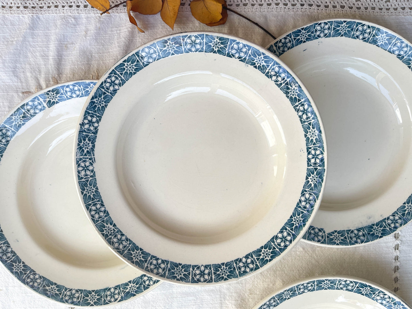 6 assiettes creuses Terre de Fer bleu LONGCHAMP modèle « RENÉ »