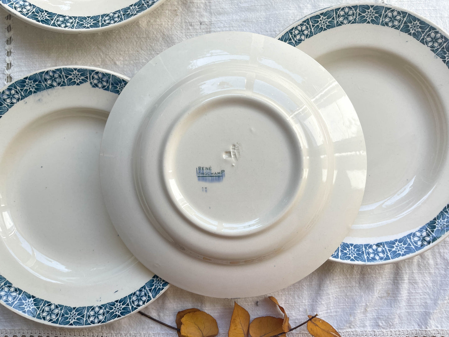 6 assiettes creuses Terre de Fer bleu LONGCHAMP modèle « RENÉ »