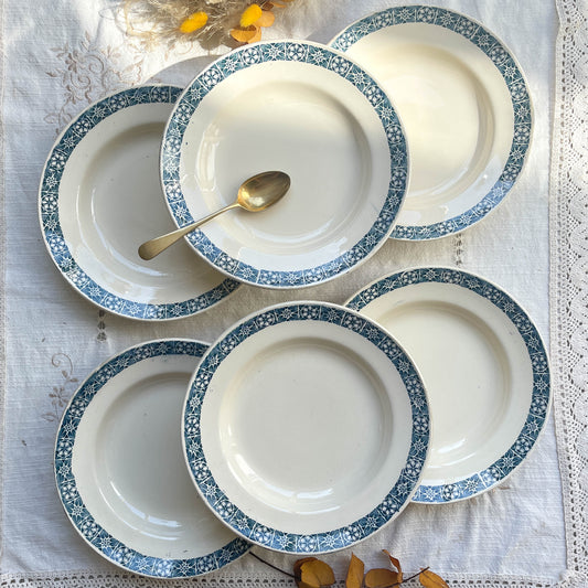 6 deep plates Terre de Fer blue LONGCHAMP model “RENÉ”