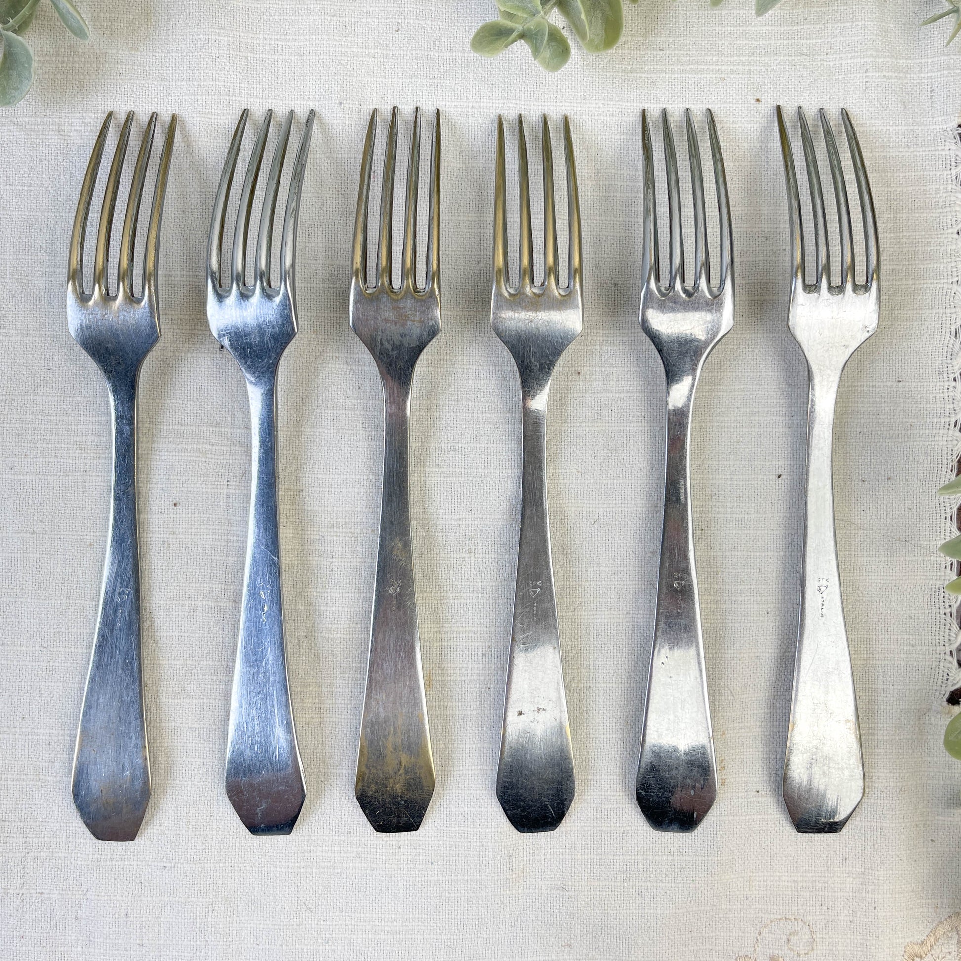 6 Fourchettes vintage en inox vlm italia
