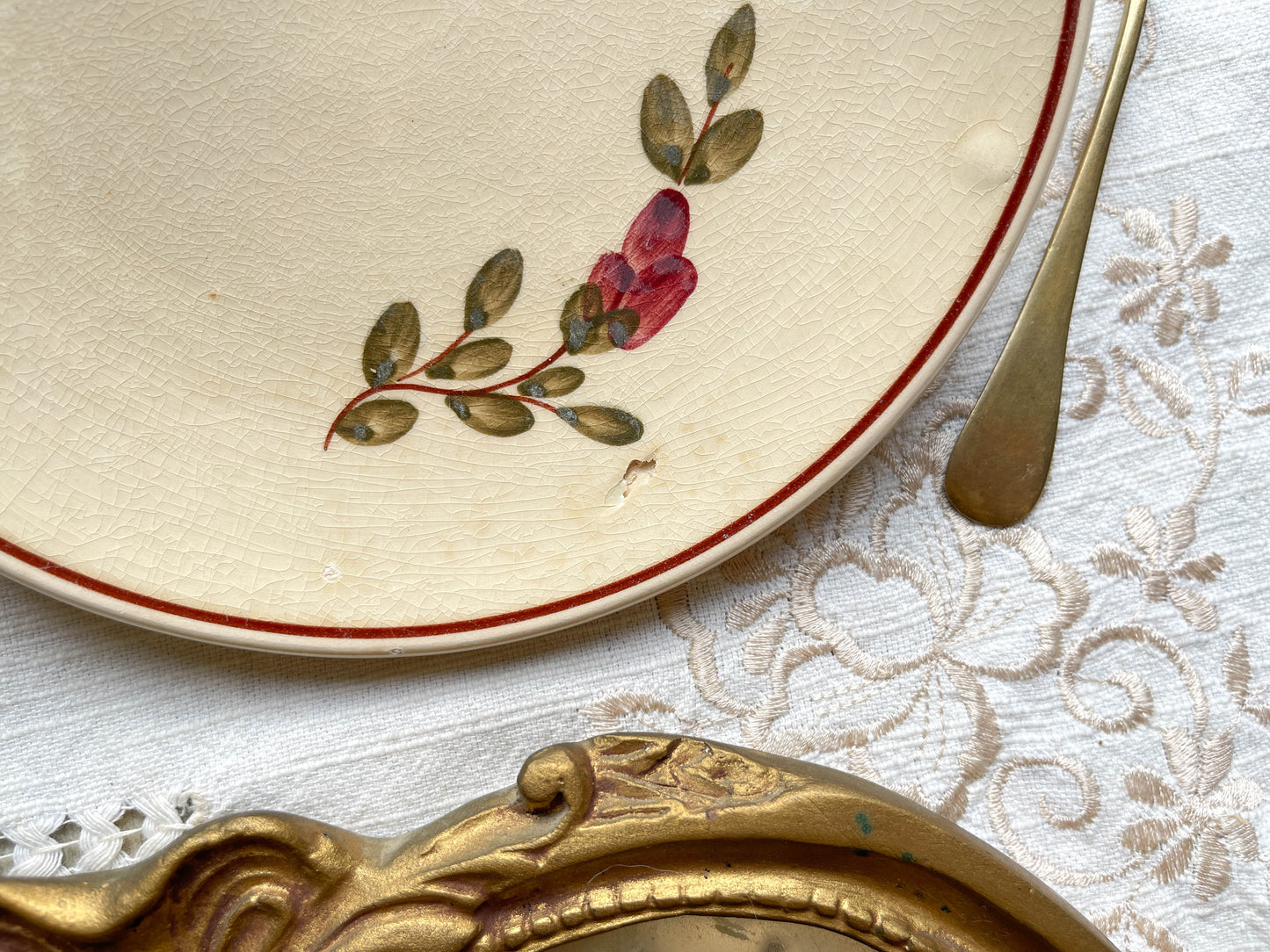 6 Petites assiettes vintage dépareillées motif fleuri - BADONVILLIER - STEULER - 1923