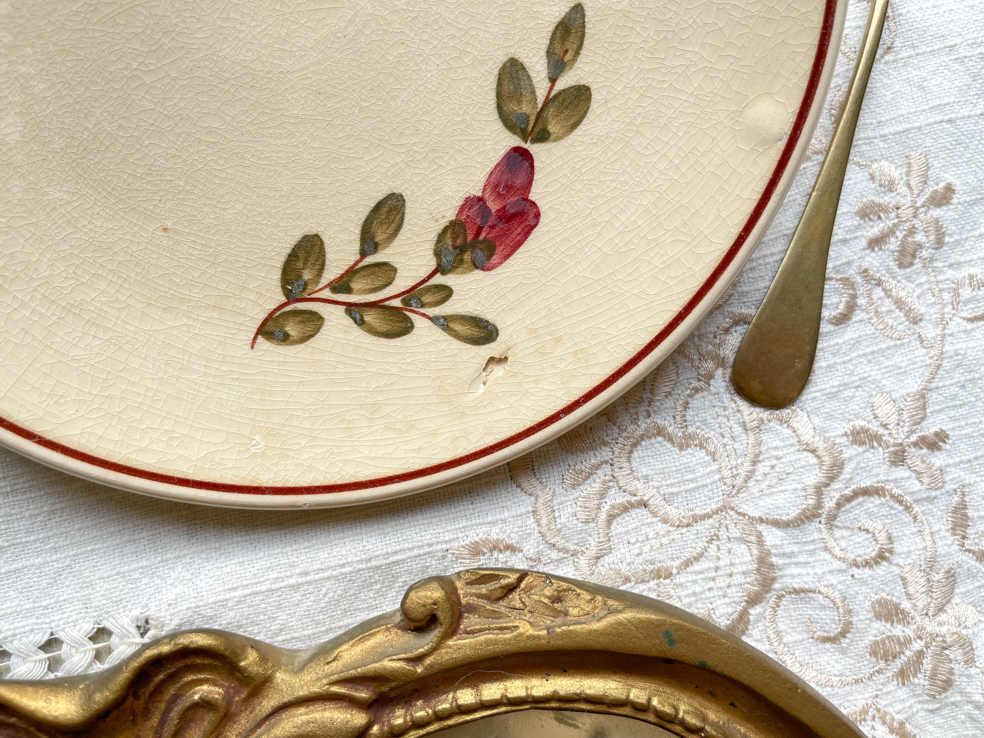 6 Petites assiettes vintage dépareillées motif fleuri - BADONVILLIER - STEULER - 1923