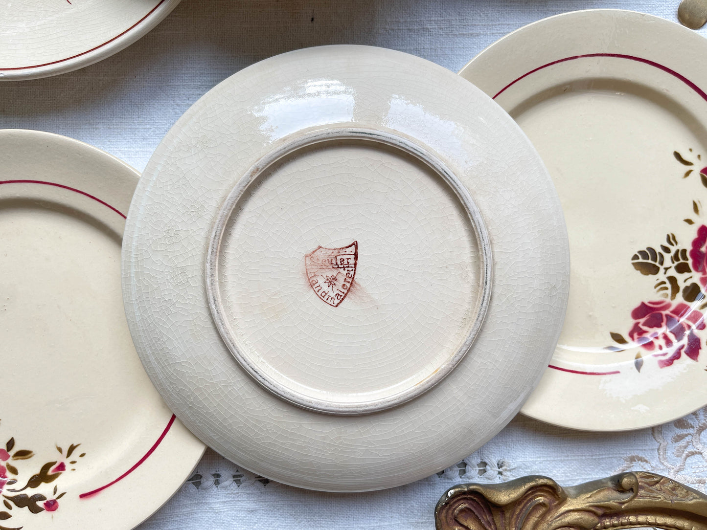 6 Petites assiettes vintage dépareillées motif fleuri - BADONVILLIER - STEULER - 1923
