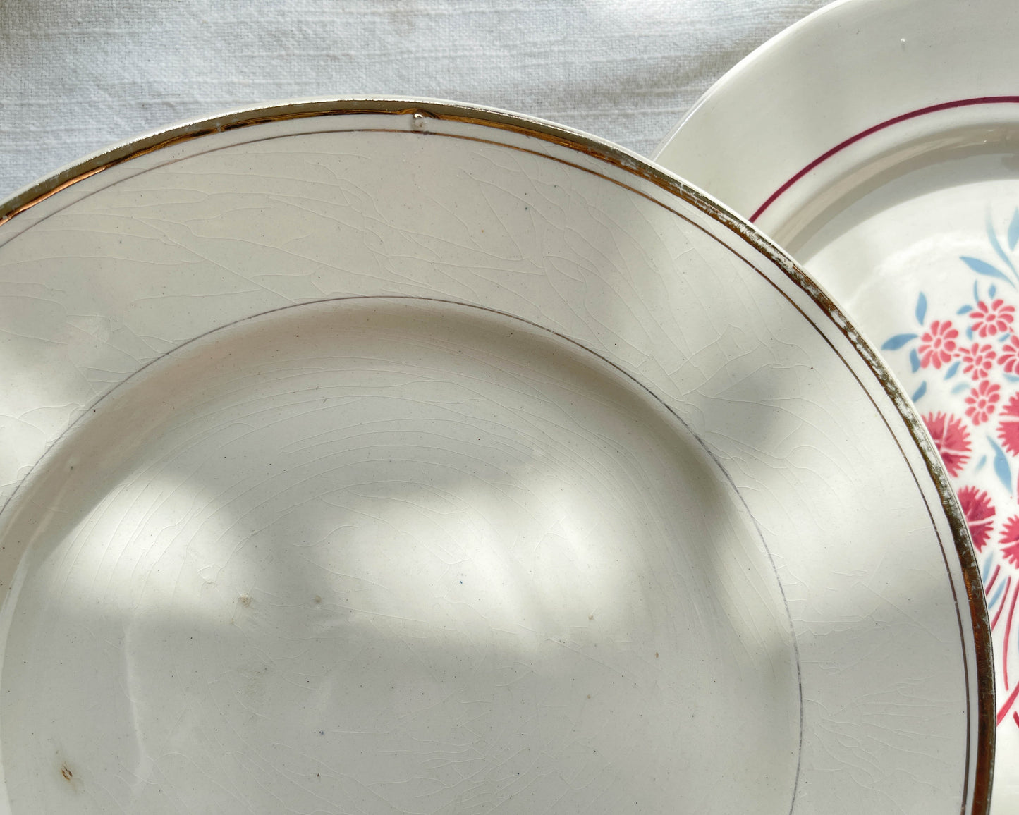 6 Assiettes vintage dépareillées motif fleuri Sareguemines Badonvillier Moulin des Loups