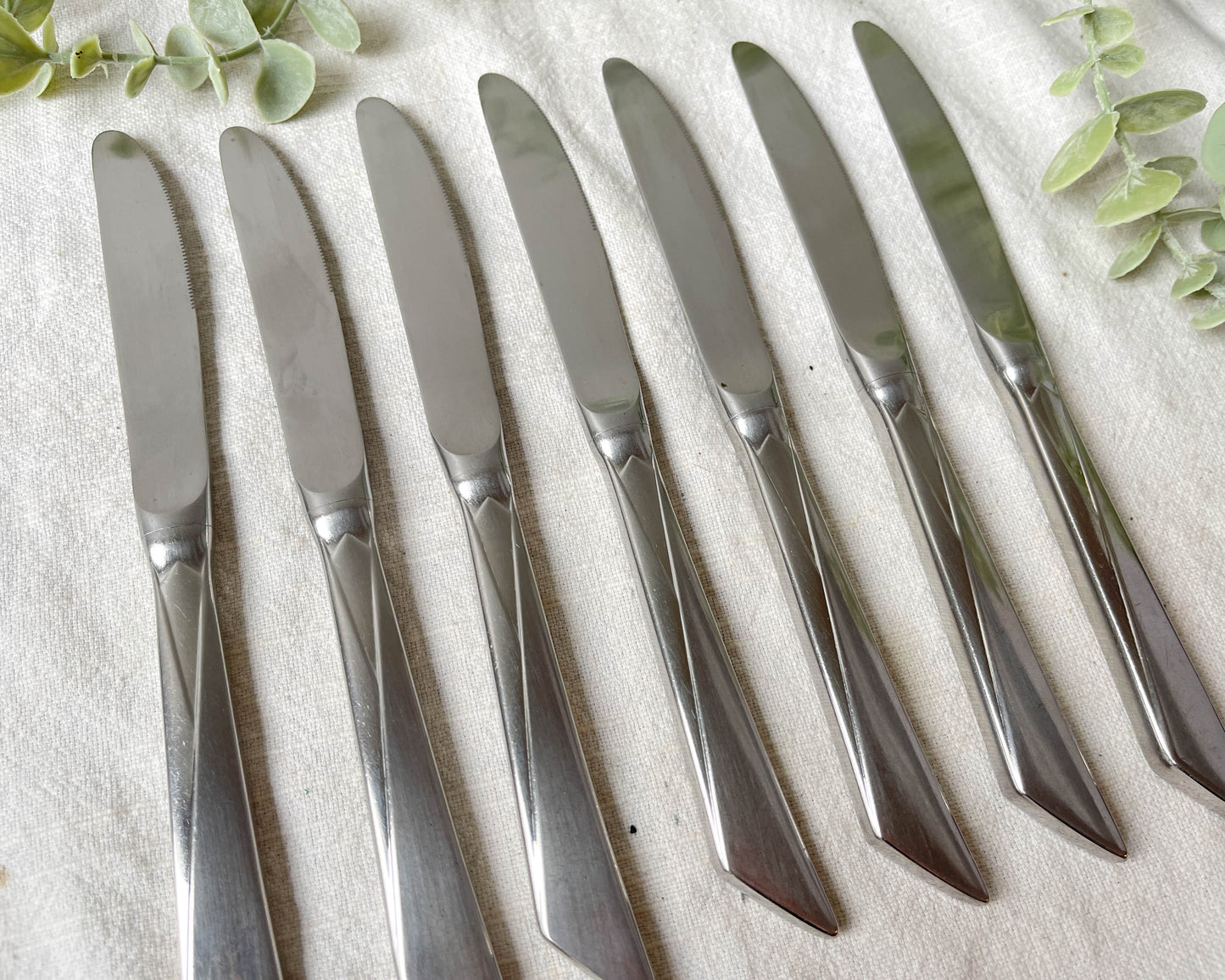 7 Couteaux vintages inox style Art déco made in France