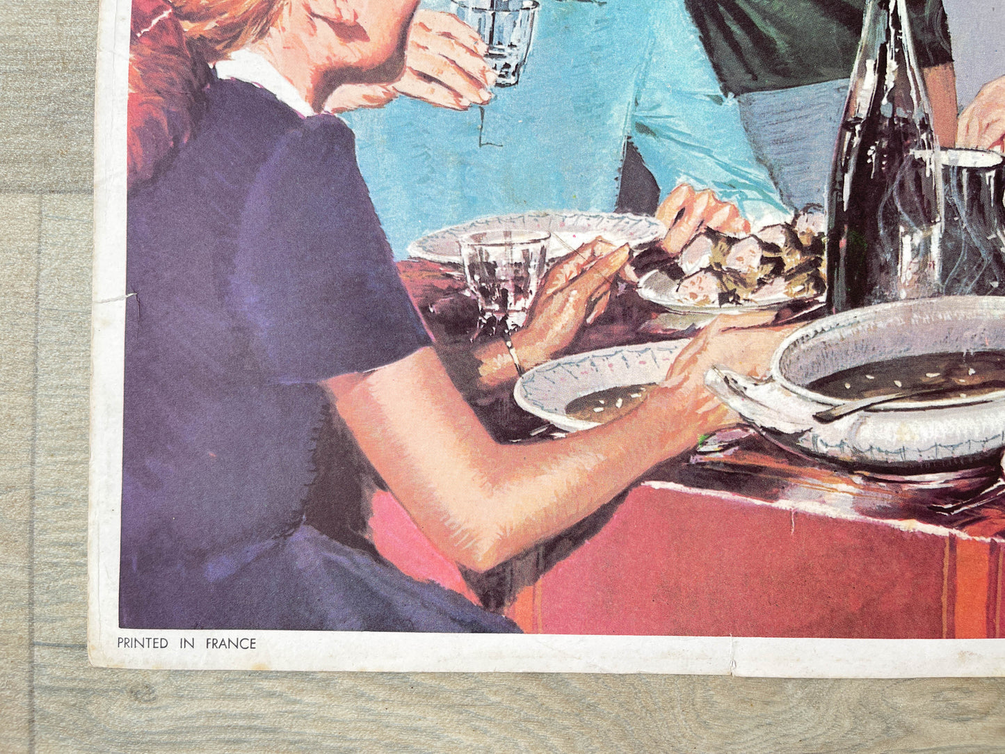 Affiche scolaire Bourrasques d'automne / Repas de famille Yves Thos éditions Rossignol 1960 Français