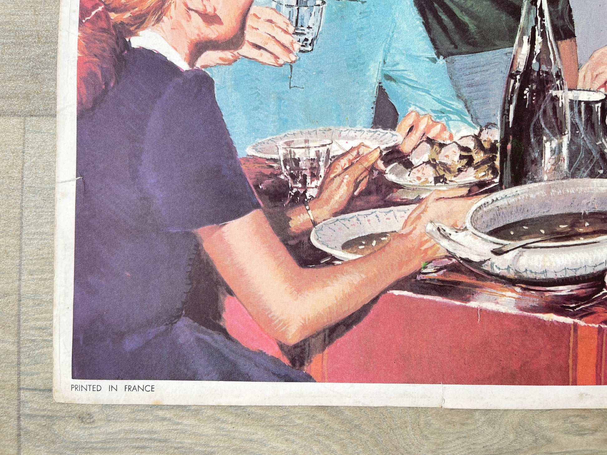 Affiche scolaire Bourrasques d'automne / Repas de famille Yves Thos éditions Rossignol 1960 Français