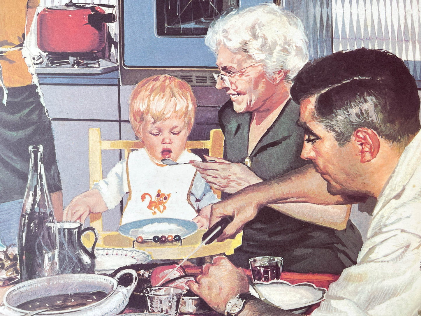 Affiche scolaire Bourrasques d'automne / Repas de famille Yves Thos éditions Rossignol 1960 Français
