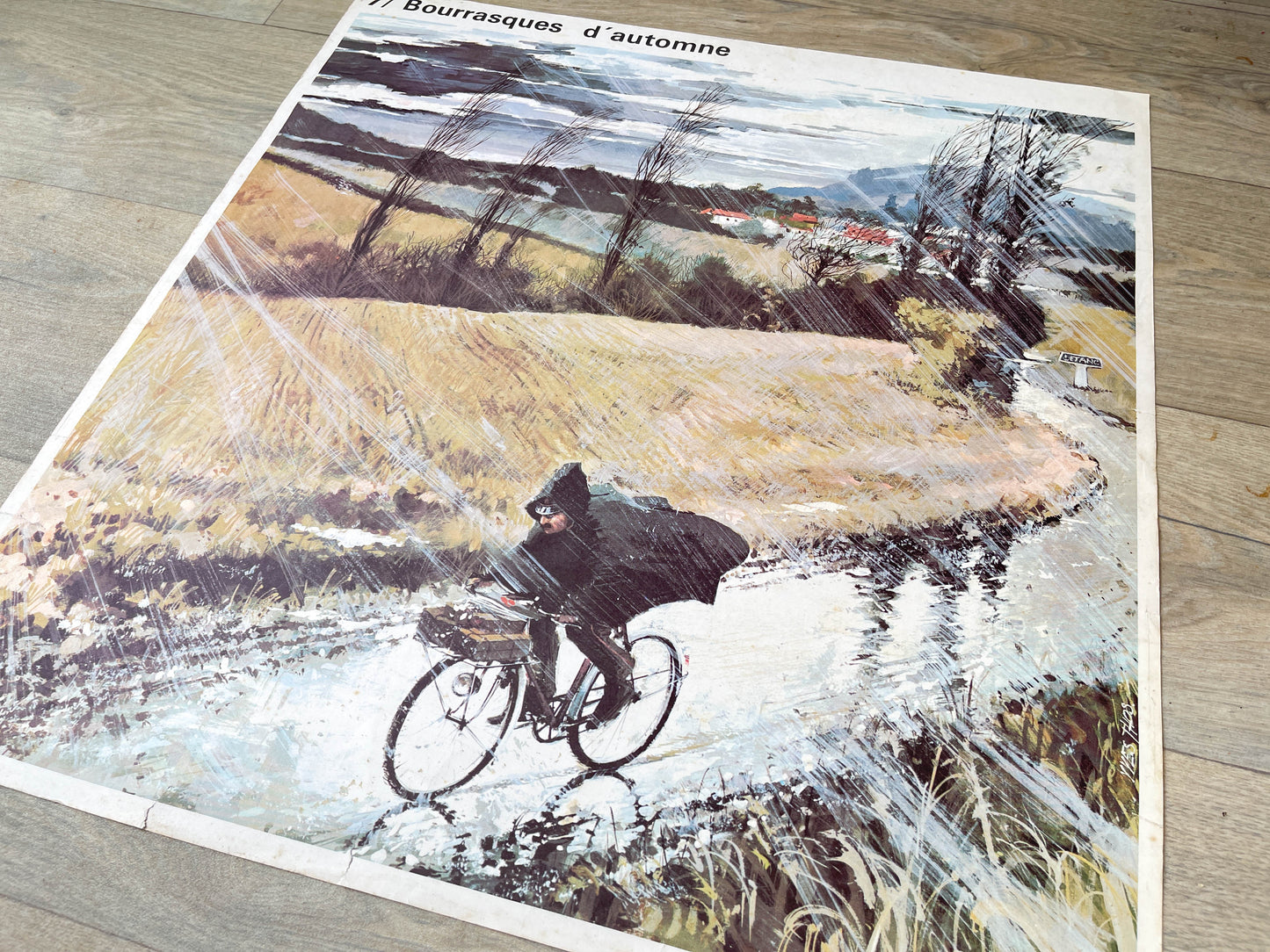 Affiche scolaire Bourrasques d'automne / Repas de famille Yves Thos éditions Rossignol 1960 Français