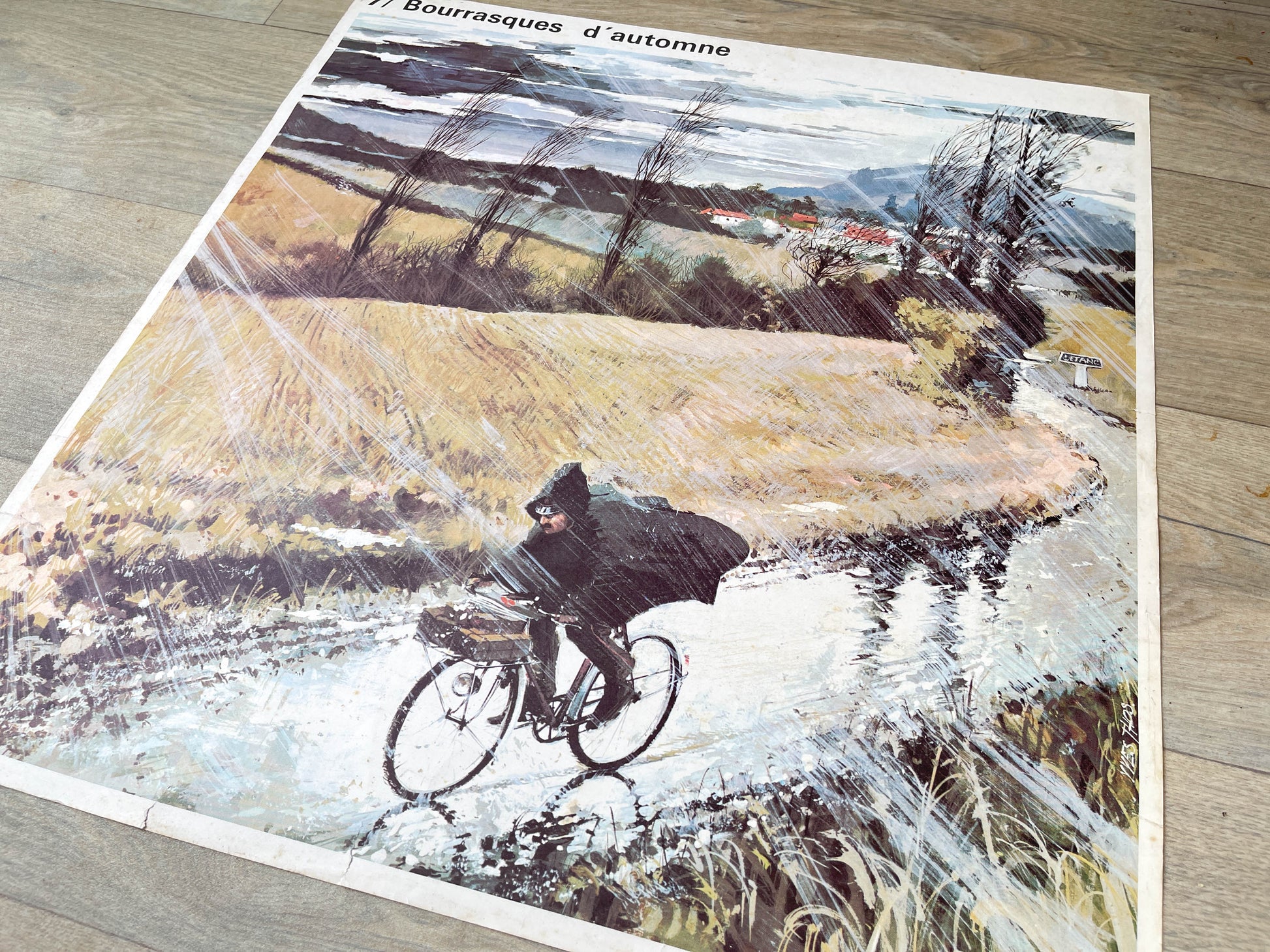 Affiche scolaire Bourrasques d'automne / Repas de famille Yves Thos éditions Rossignol 1960 Français