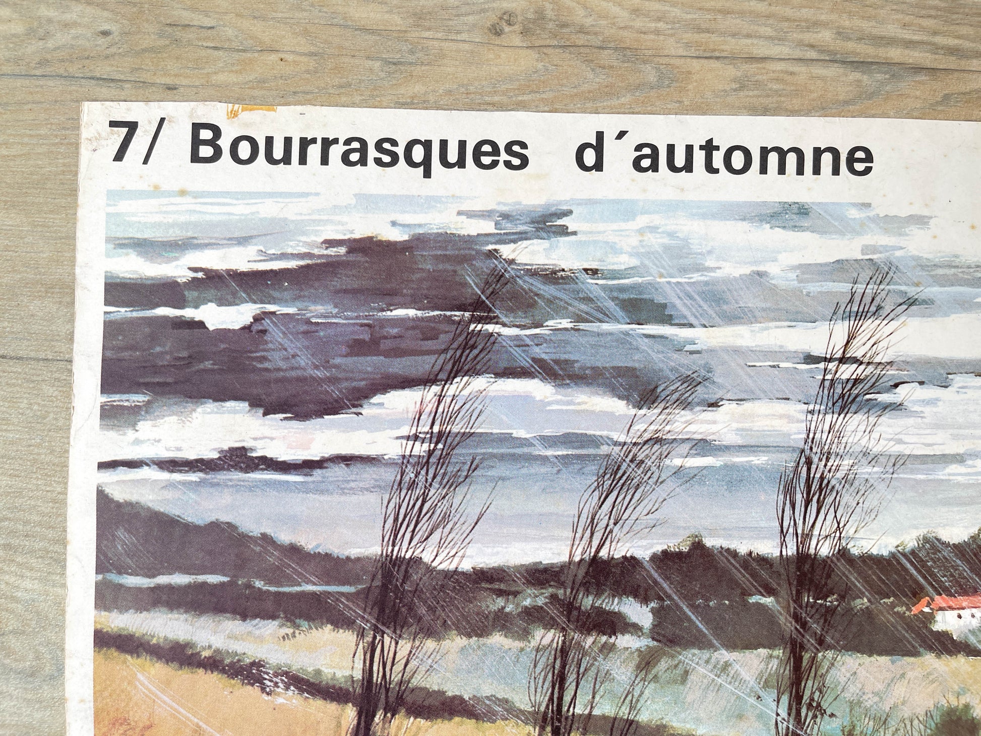 Affiche scolaire Bourrasques d'automne / Repas de famille Yves Thos éditions Rossignol 1960 Français