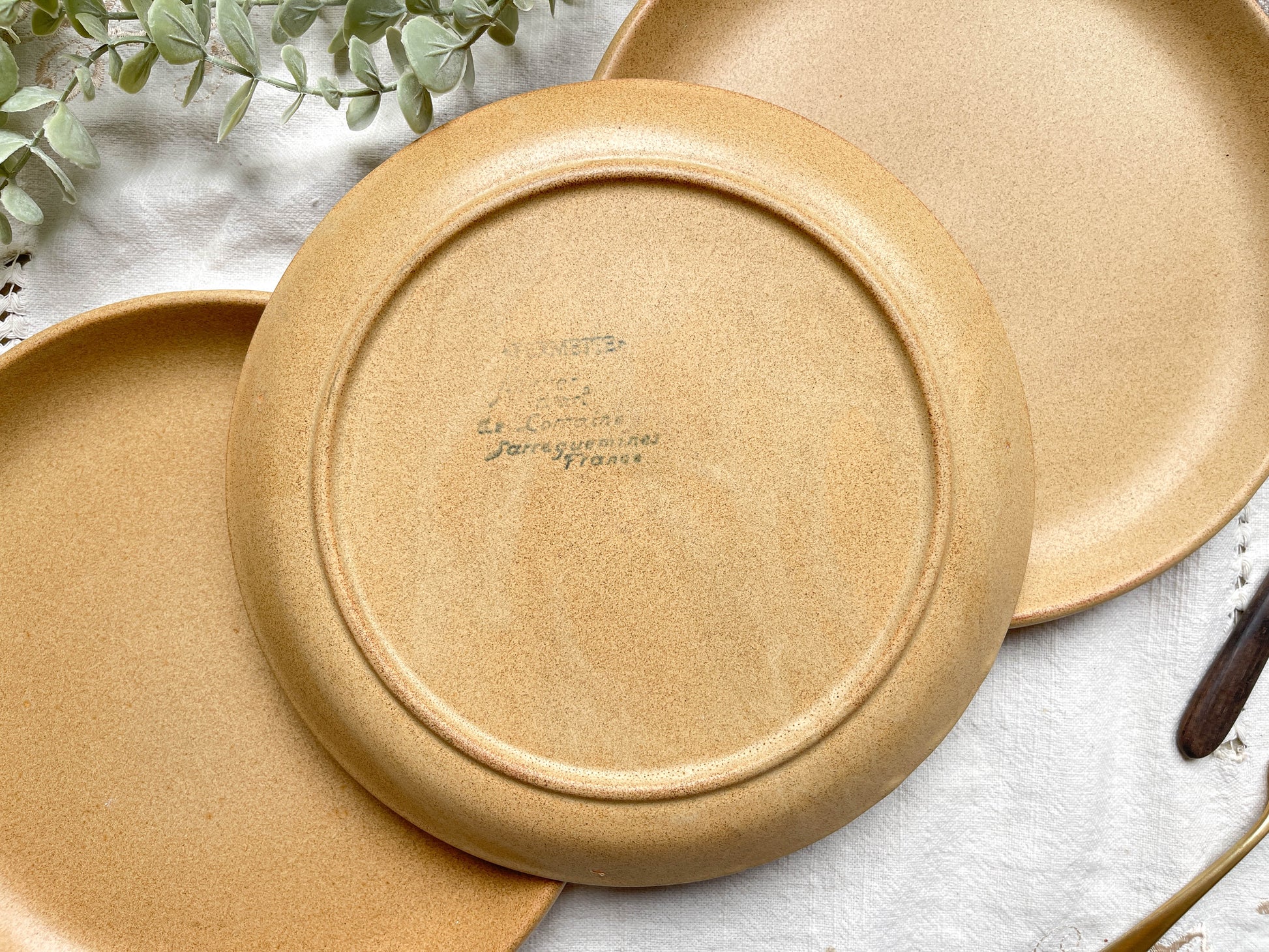 3 Assiettes Vintage en Grès Sarreguemines modèle Fermette made in France