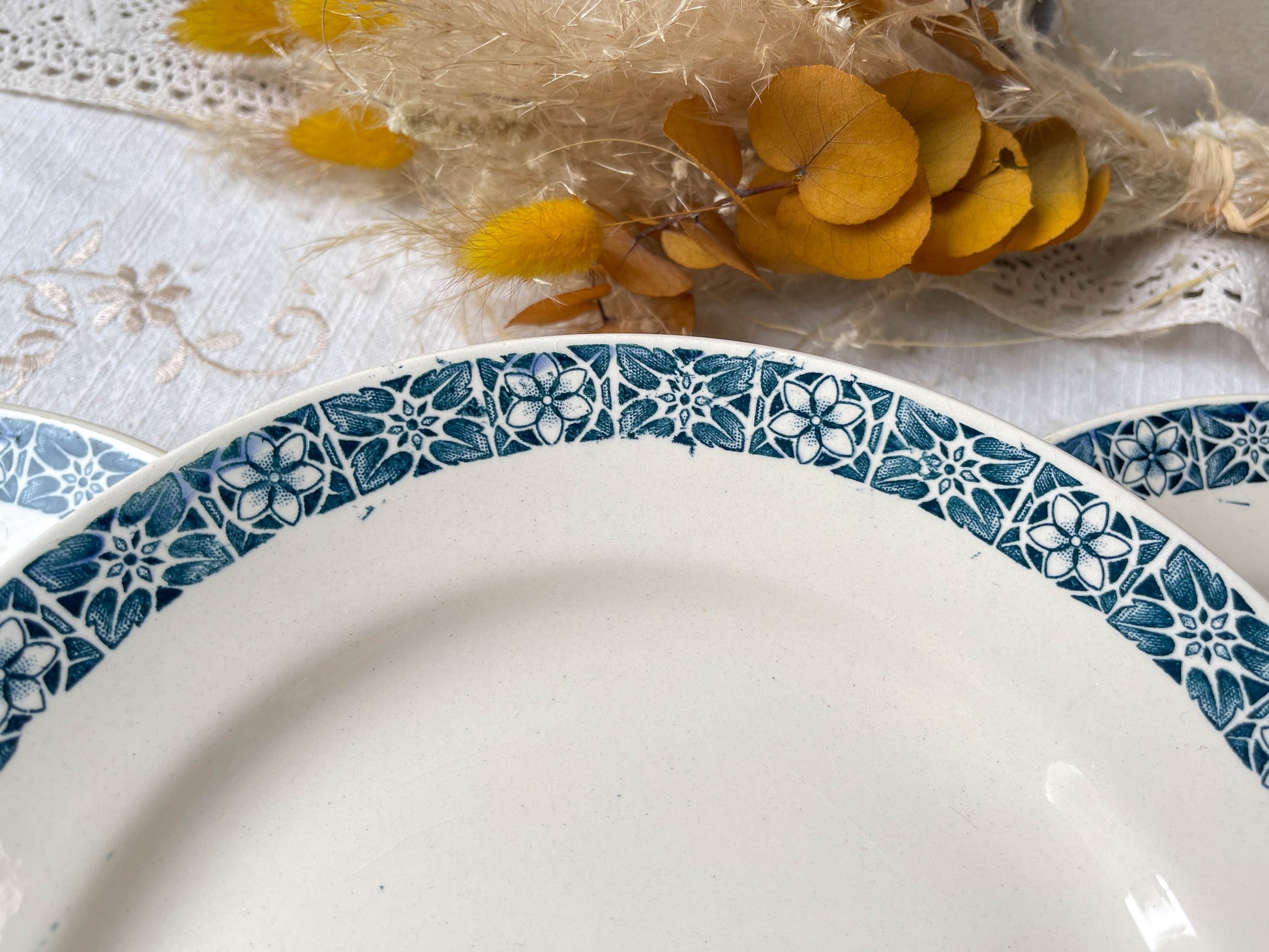 6 Assiettes plates Terre de fer Longchamp modèle René Made in France