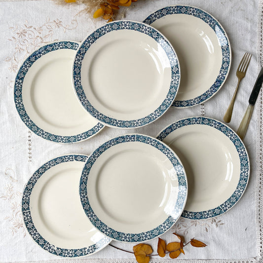 6 Assiettes plates Terre de fer Longchamp modèle René Made in France