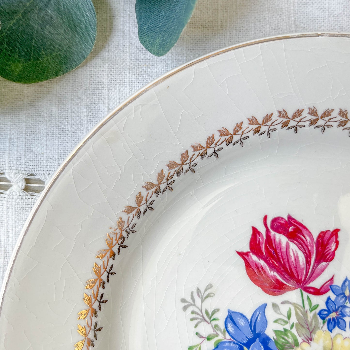 4 Assiettes plates en porcelaine vintage motif fleuri Sarreguemines 5261 -Vaisselle vintage fleurie -Vaisselle Française Assiettes-vintage