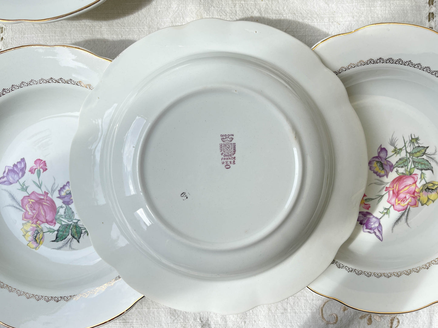 6 Assiettes creuses porcelaine DIGOIN & SARREGUEMINES modèle Rene made in France 1950