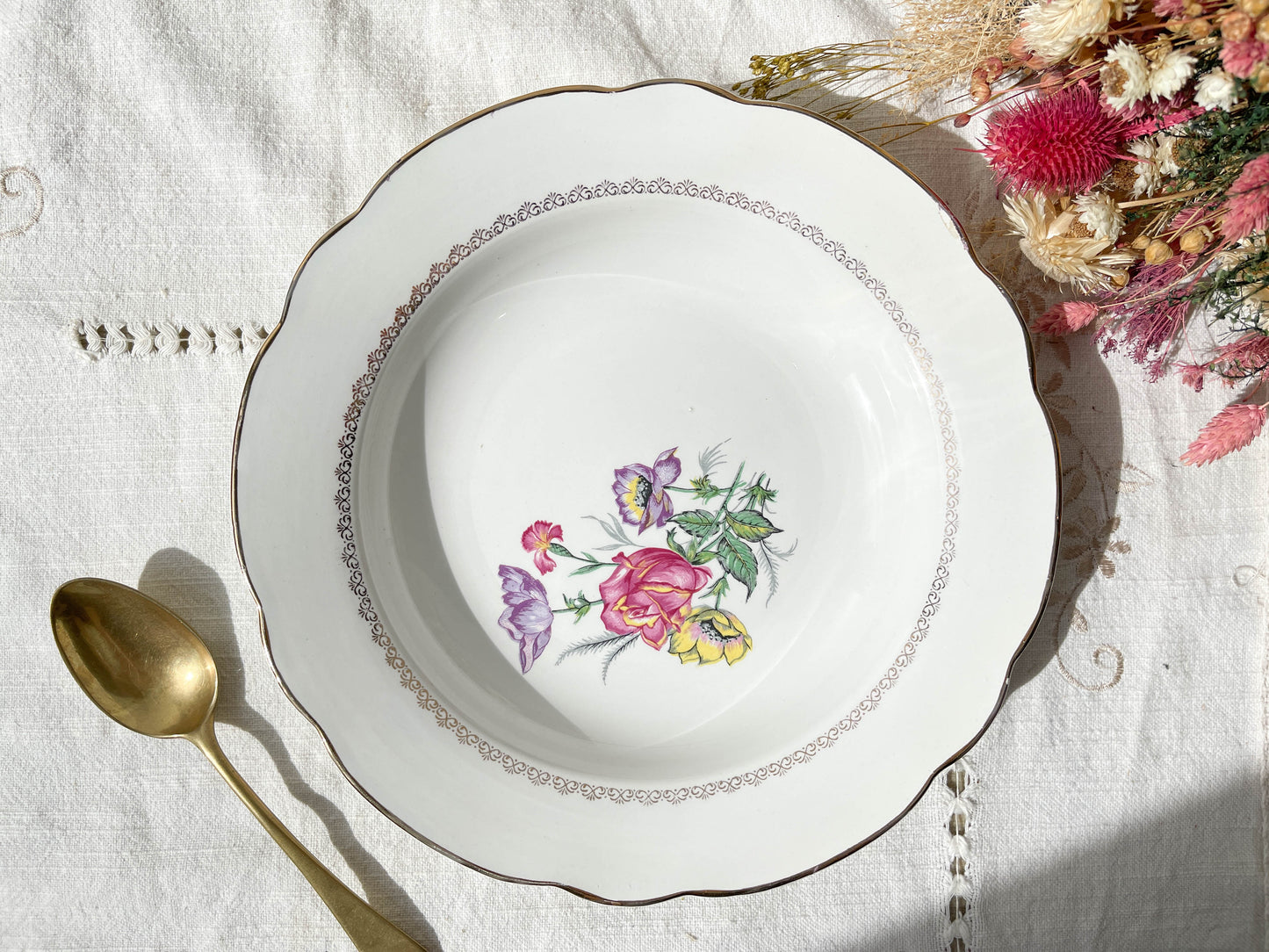 6 Assiettes creuses porcelaine DIGOIN & SARREGUEMINES modèle Rene made in France 1950