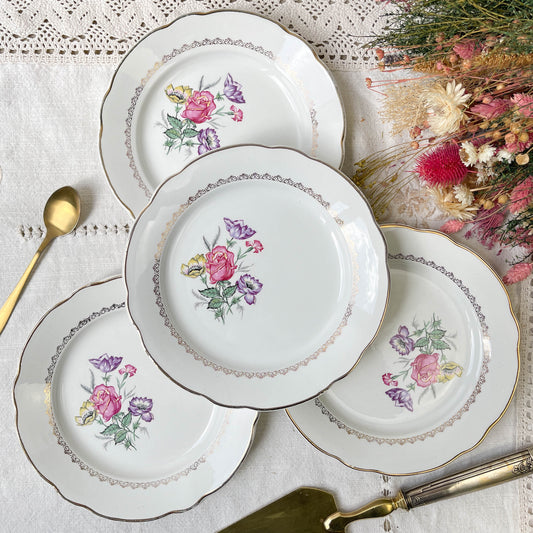 4 Petites Assiettes vintage porcelaine DIGOIN & SARREGUEMINES modèle Rene made in France 1950