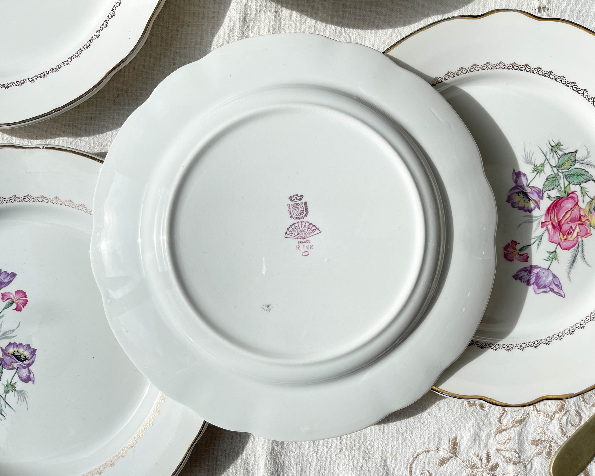 6 Assiettes plates porcelaine DIGOIN & SARREGUEMINES modèle Rene made in France 1950