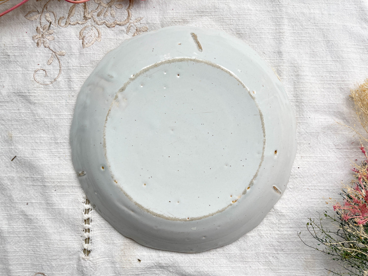 Old French Earthenware Plate 18th Century NEVERS Floral Pattern
