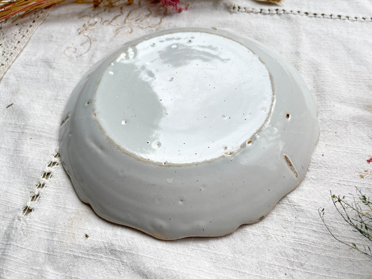 Old French Earthenware Plate 18th Century NEVERS Floral Pattern