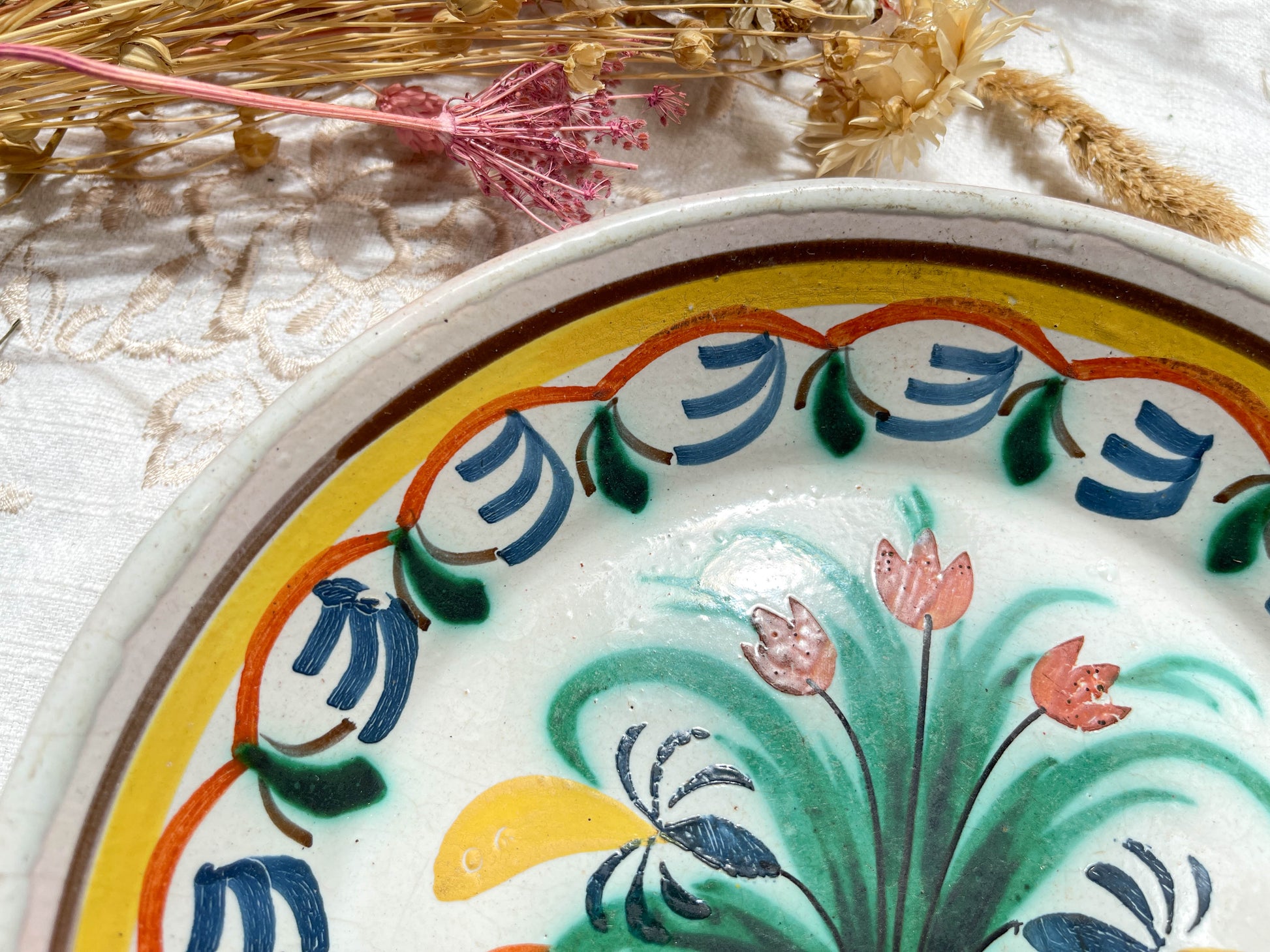 Ancienne Assiette Faïence Française Calotte Nevers XIXème