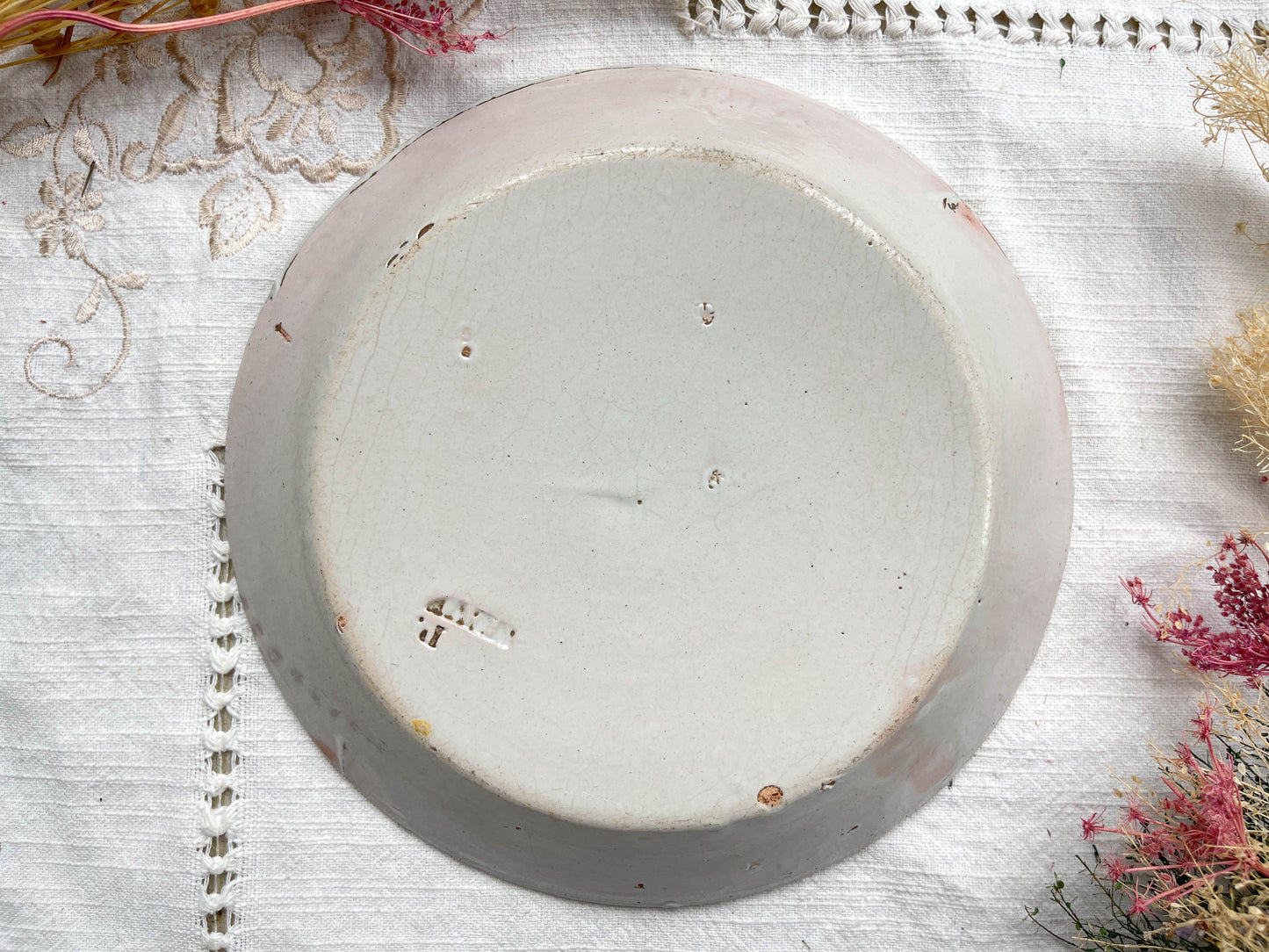 Ancienne Assiette Faïence Française Calotte Nevers XIXème