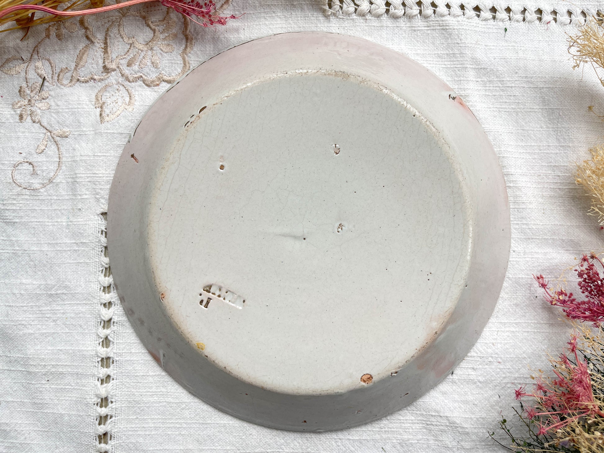 Ancienne Assiette Faïence Française Calotte Nevers XIXème