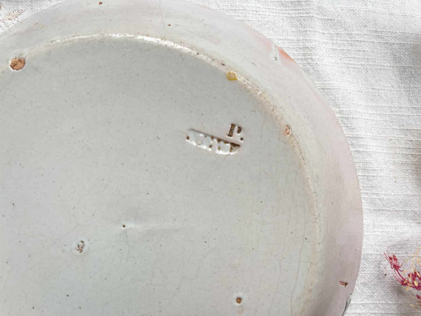 Ancienne Assiette Faïence Française Calotte Nevers XIXème