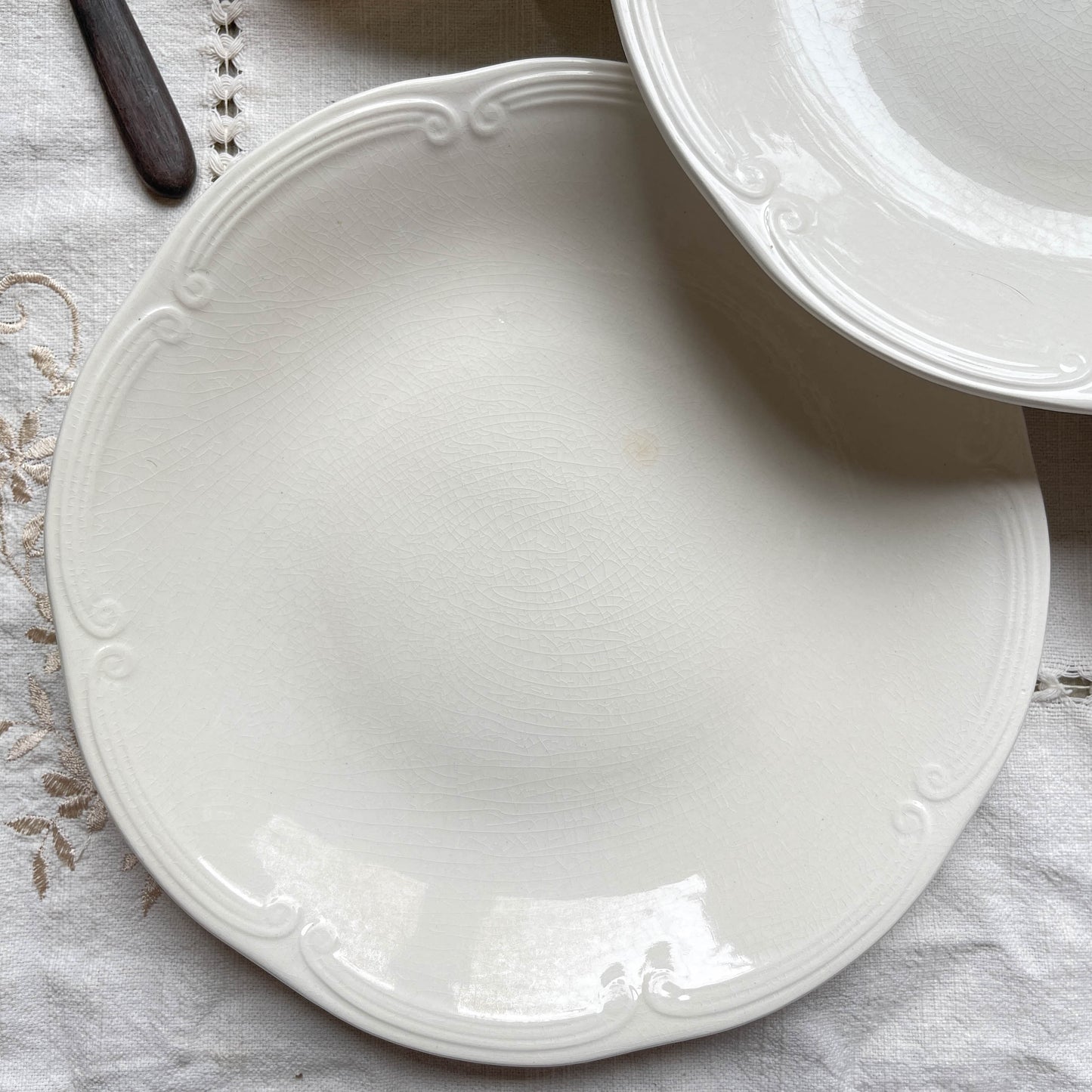 5 Assiettes vintage faïence de GIEN France dépareillées vintage motif bleues