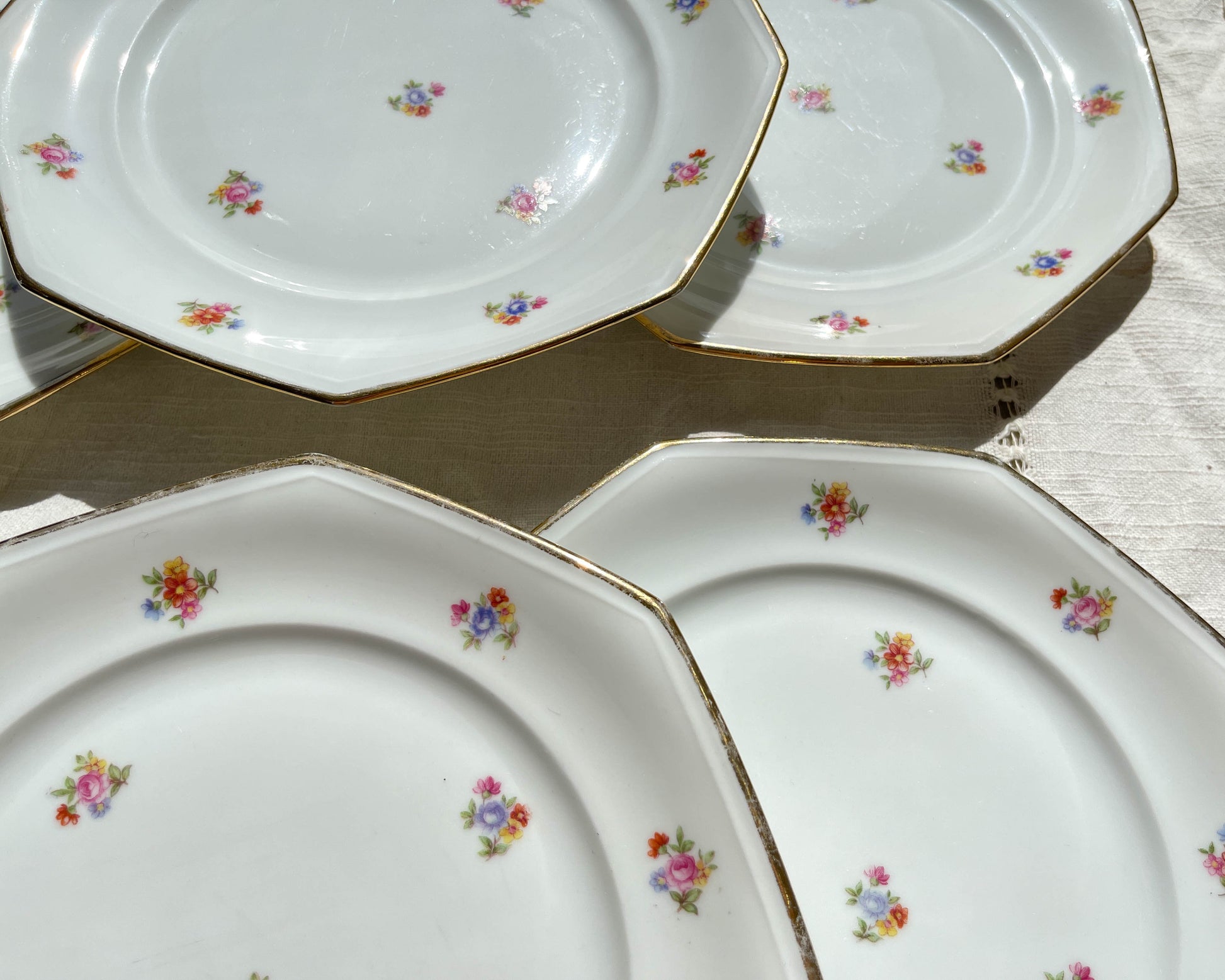 6 Assiettes plates en porcelaine Française fleurie LAMOTTE