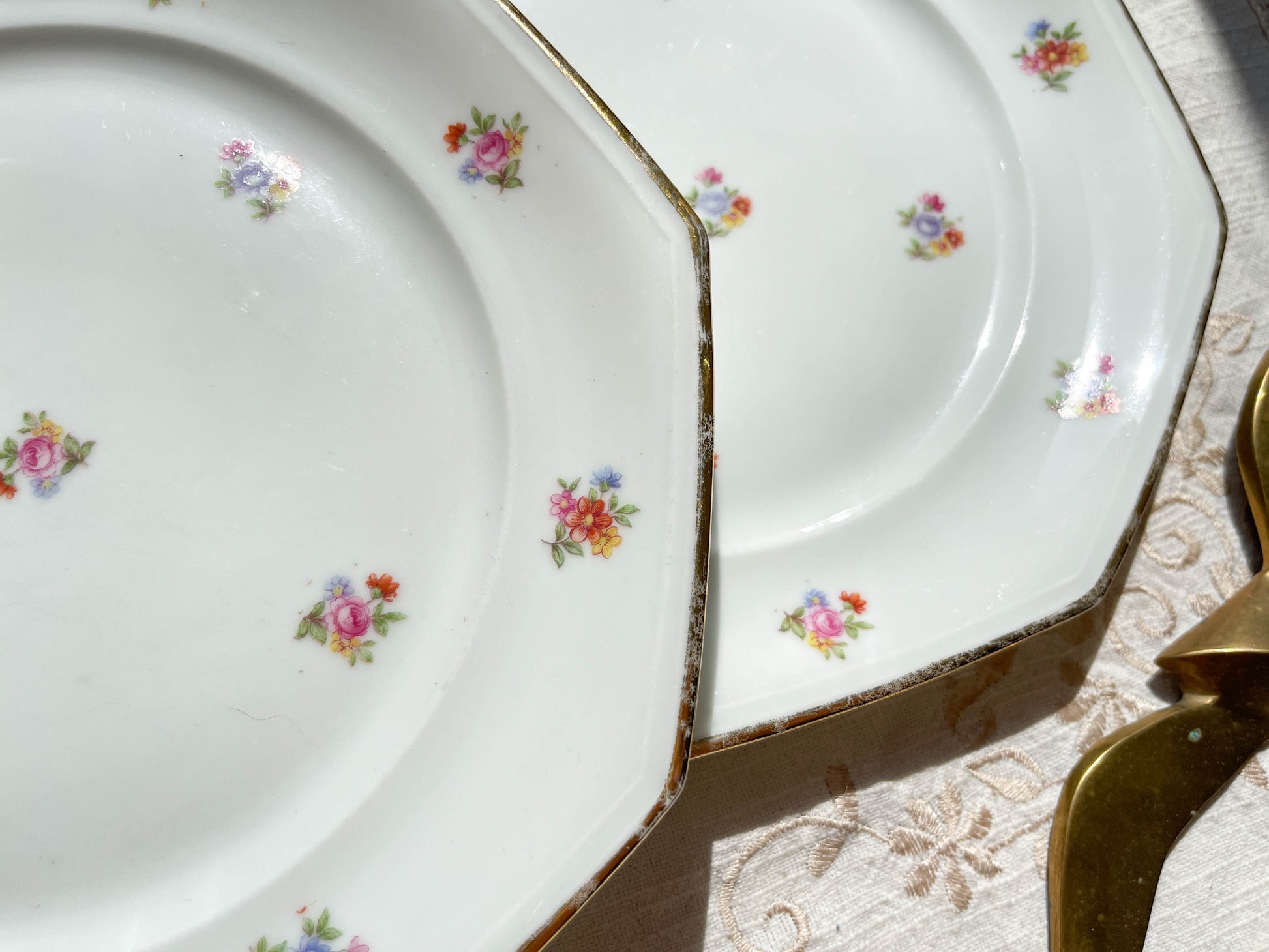 6 Assiettes plates en porcelaine Française fleurie LAMOTTE