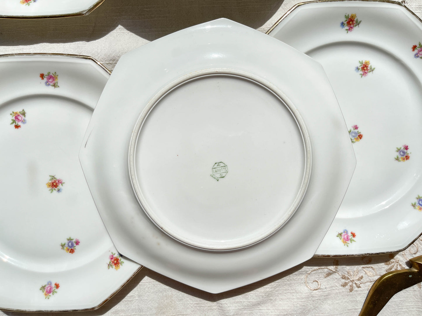 6 Assiettes plates en porcelaine Française fleurie LAMOTTE