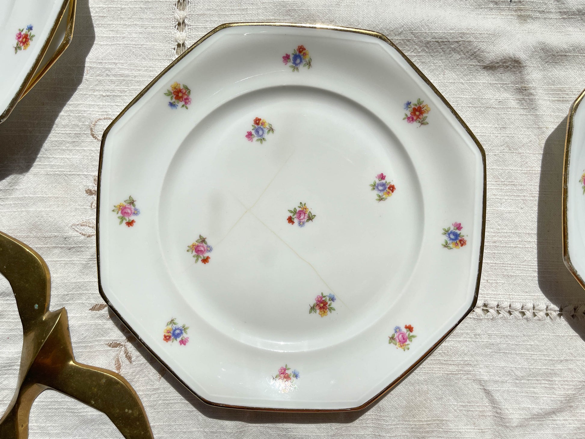 6 Assiettes plates en porcelaine Française fleurie LAMOTTE