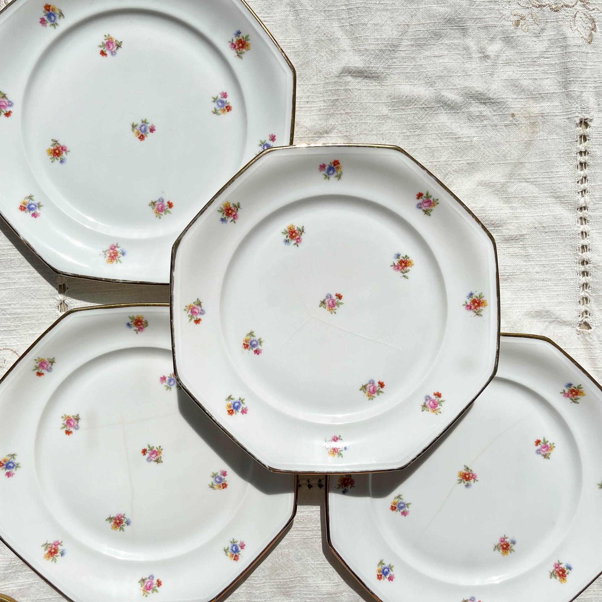 6 Assiettes plates en porcelaine Française fleurie LAMOTTE