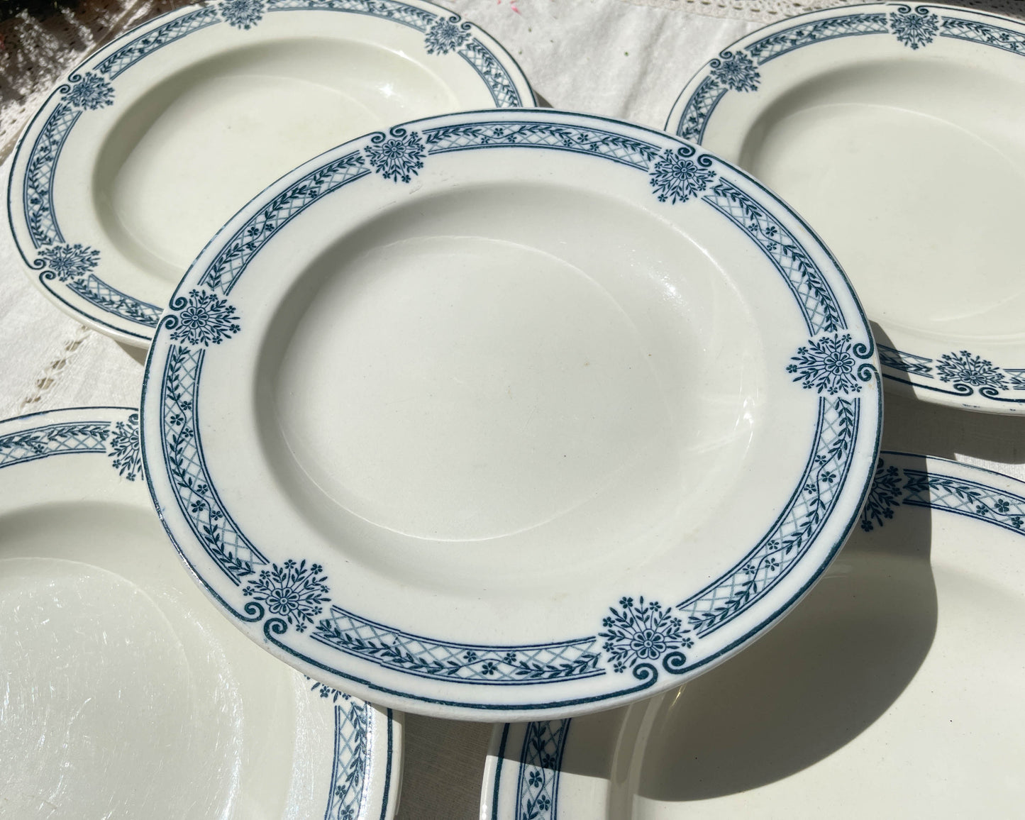 5 Assiettes creuses Terre de fer bleue Salins modèle Arbois Ennege
