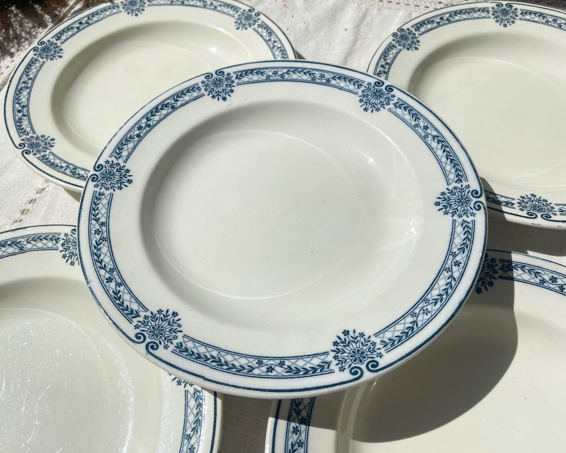 5 Assiettes creuses Terre de fer bleue Salins modèle Arbois Ennege