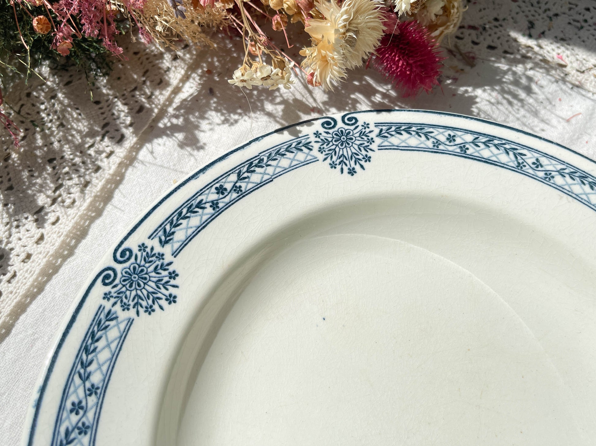 5 Assiettes creuses Terre de fer bleue Salins modèle Arbois Ennege