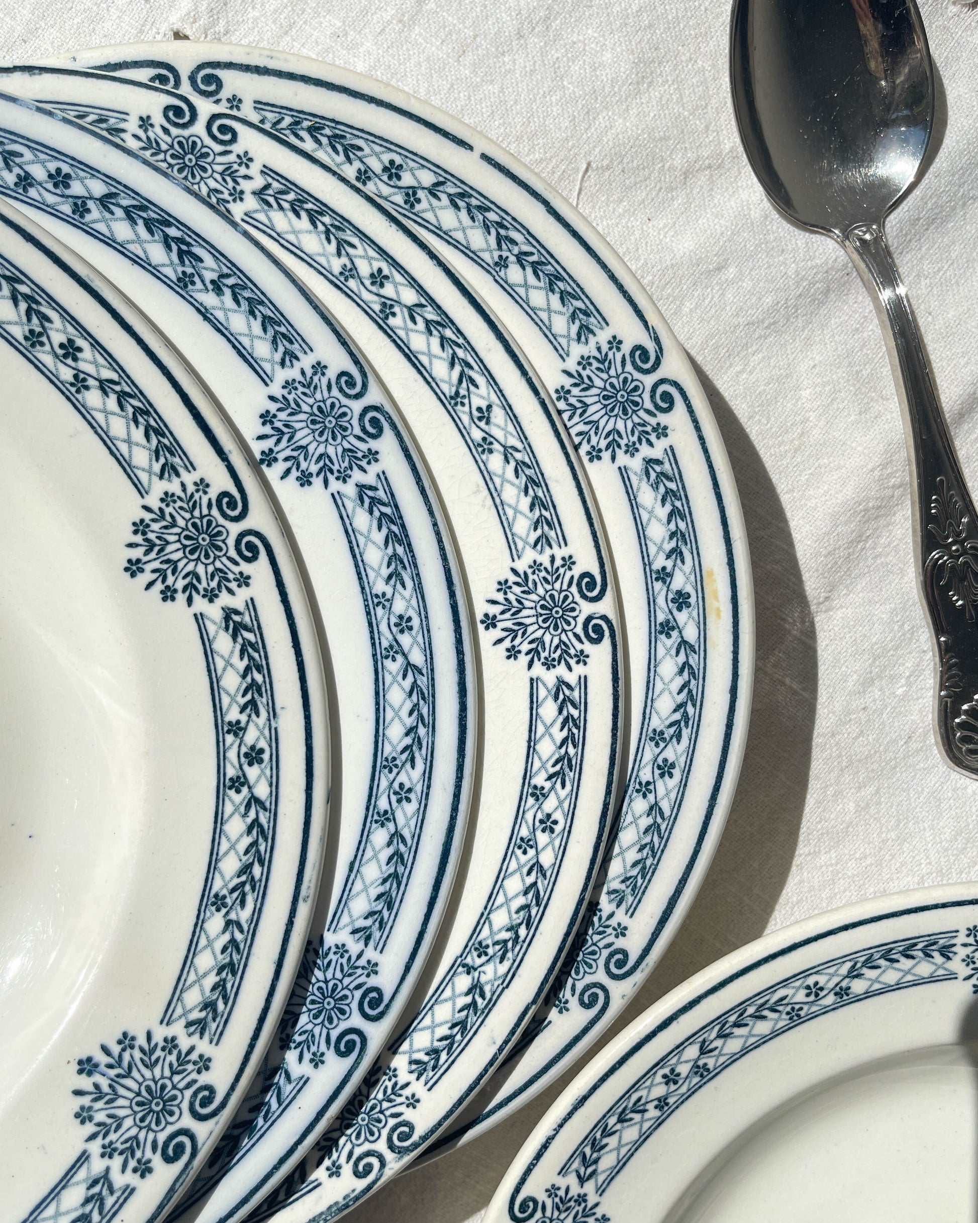 5 Assiettes creuses Terre de fer bleue Salins modèle Arbois Ennege