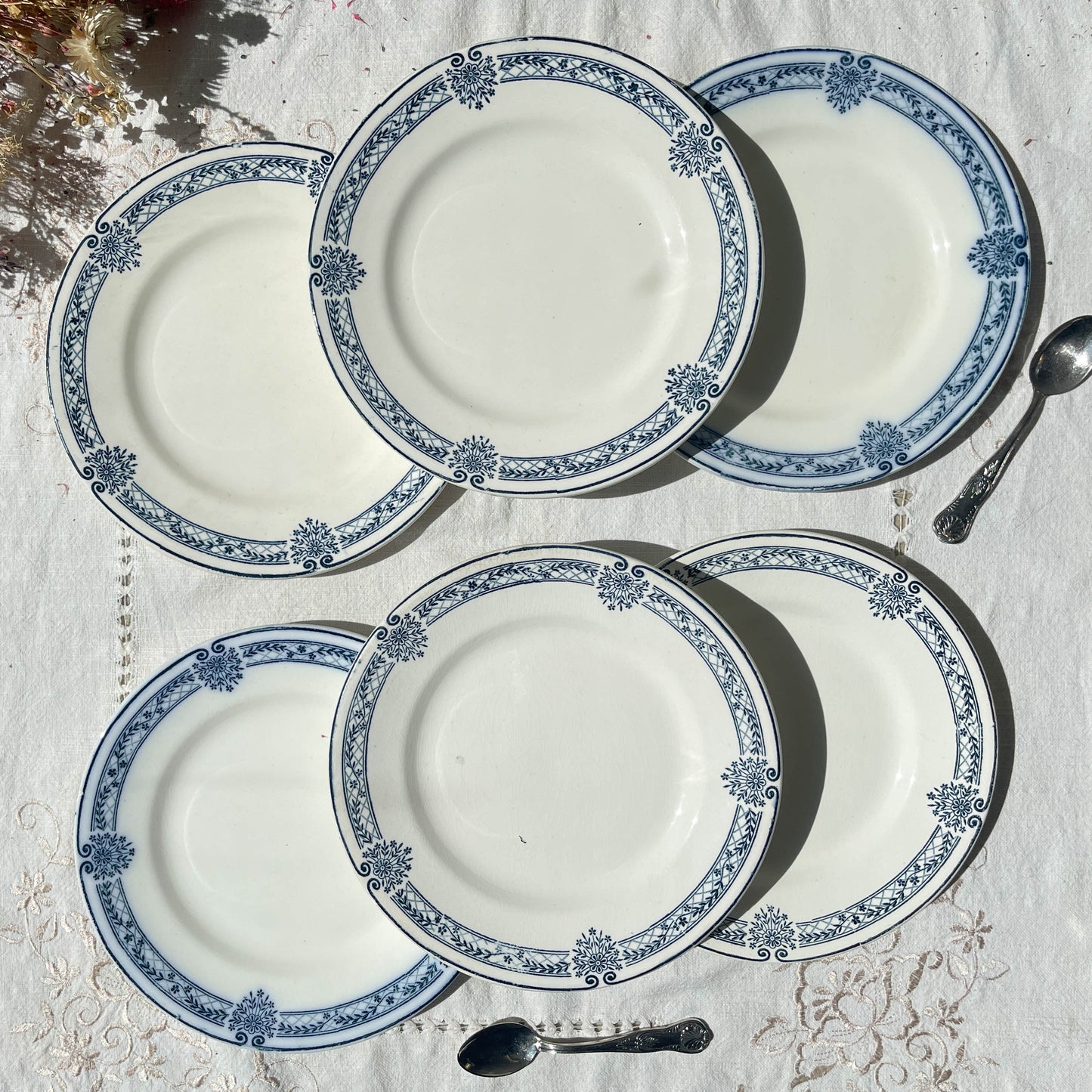 6 Petites Assiettes Terre de fer bleue Salins modèle Arbois Ennege
